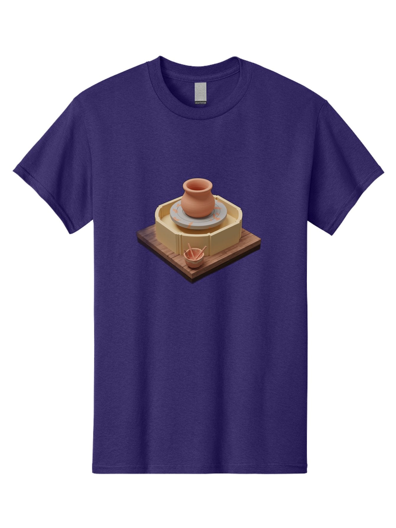 Potter-S-Wheel-7 Men'S Graphic Tee, 100% Cotton, Comfortable Casual Summer Wear, Machine Washable, Pottery Wheel, Clay Pot, Ceramics, Handmade, Artisanal, Creative Process, Pottery Tools, Wooden Base, 3D Rendering Bab238 12