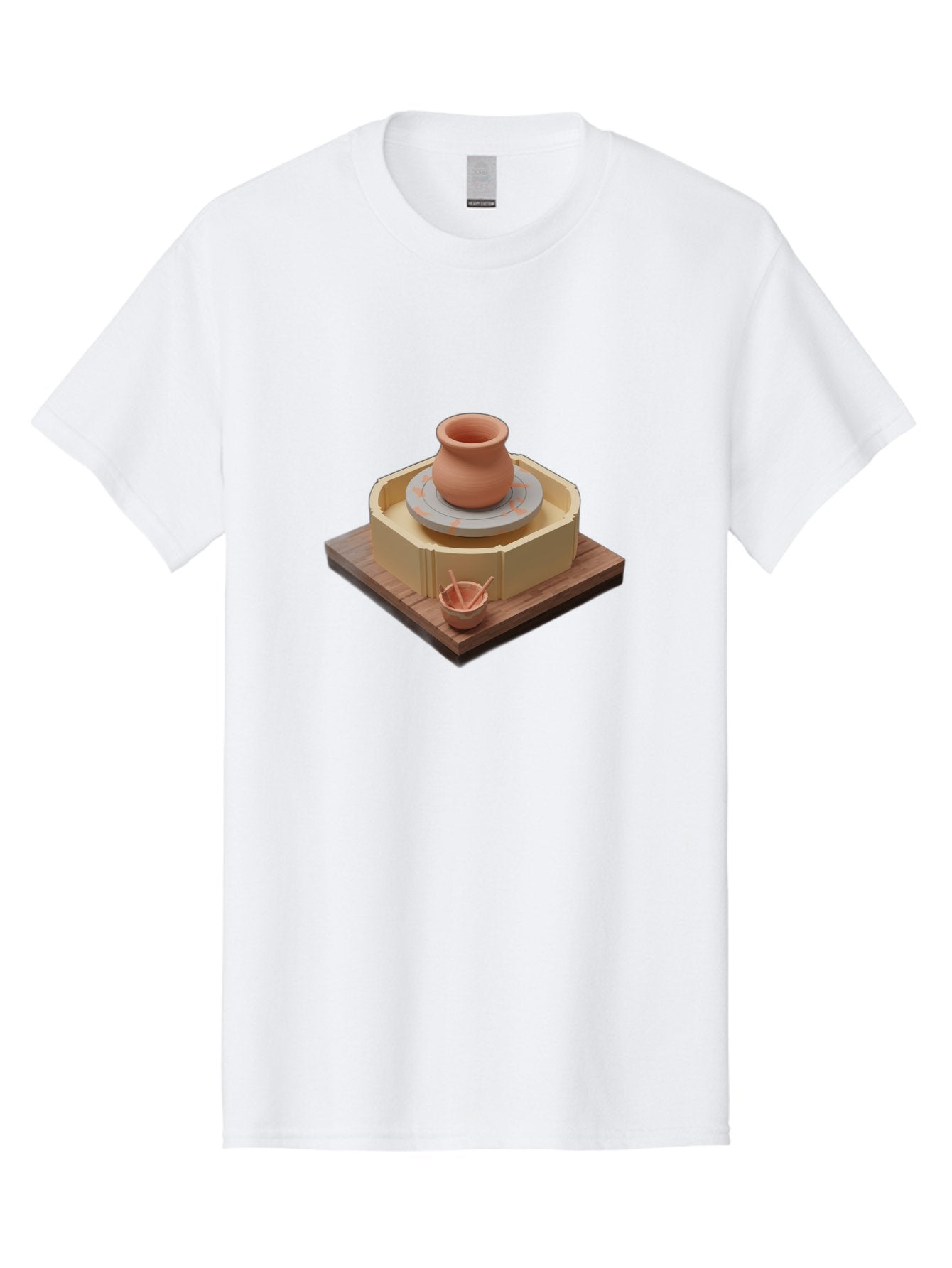 Potter-S-Wheel-7 Men'S Graphic Tee, 100% Cotton, Comfortable Casual Summer Wear, Machine Washable, Pottery Wheel, Clay Pot, Ceramics, Handmade, Artisanal, Creative Process, Pottery Tools, Wooden Base, 3D Rendering Bab238 15
