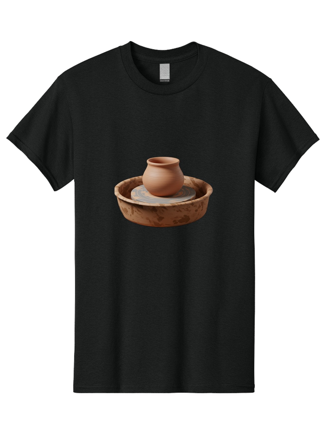 Potter-S-Wheel-With-Clay-Pot Men'S Graphic Tee, 100% Cotton, Comfortable Casual Summer Wear, Machine Washable, Pottery Wheel, Clay Pot, Ceramic Art, Handmade Crafts, Pottery Making, Clay Vessel, Terracotta, Artisan Work, Creative Process, Bab239 10