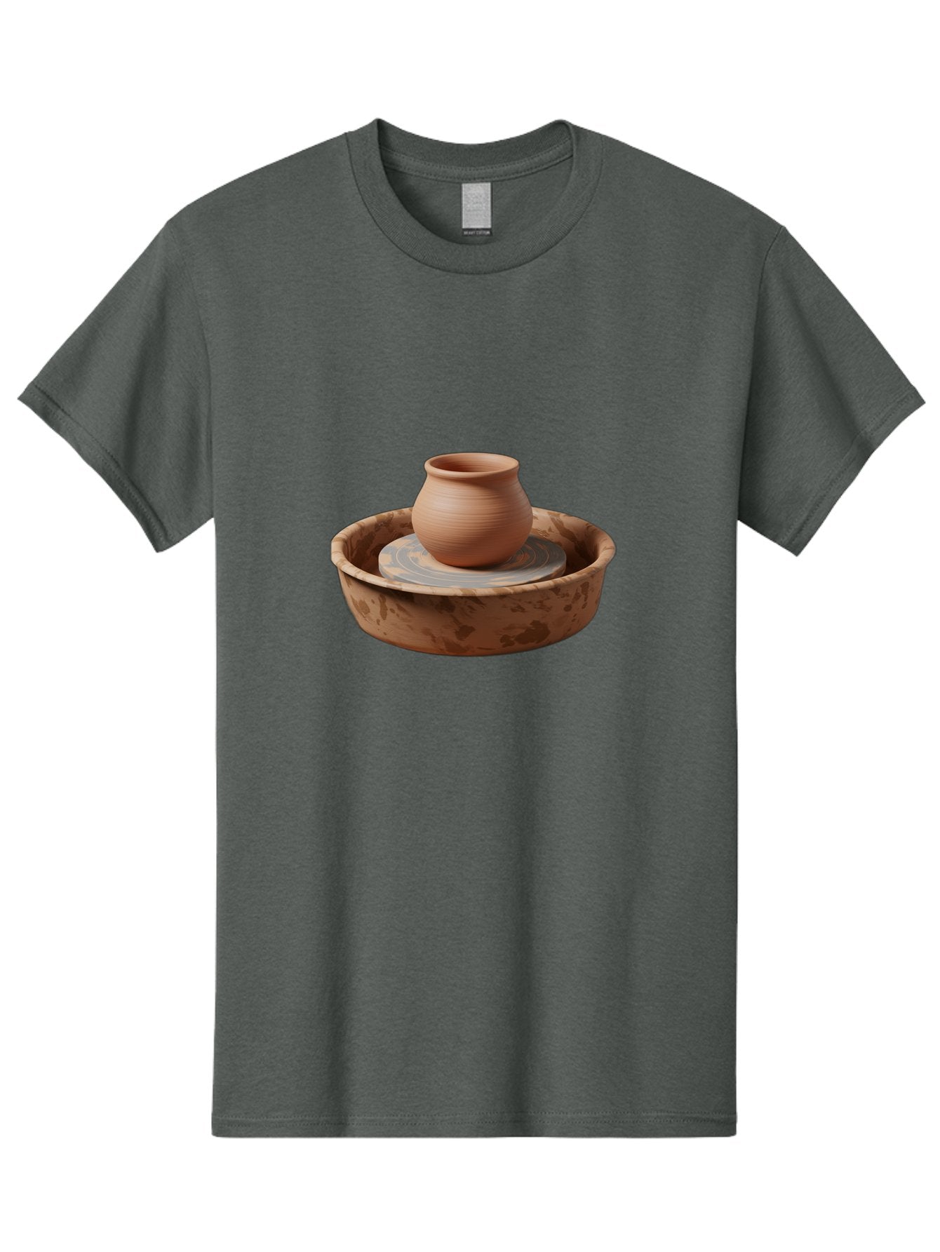 Potter-S-Wheel-With-Clay-Pot Men'S Graphic Tee, 100% Cotton, Comfortable Casual Summer Wear, Machine Washable, Pottery Wheel, Clay Pot, Ceramic Art, Handmade Crafts, Pottery Making, Clay Vessel, Terracotta, Artisan Work, Creative Process, Bab239 12