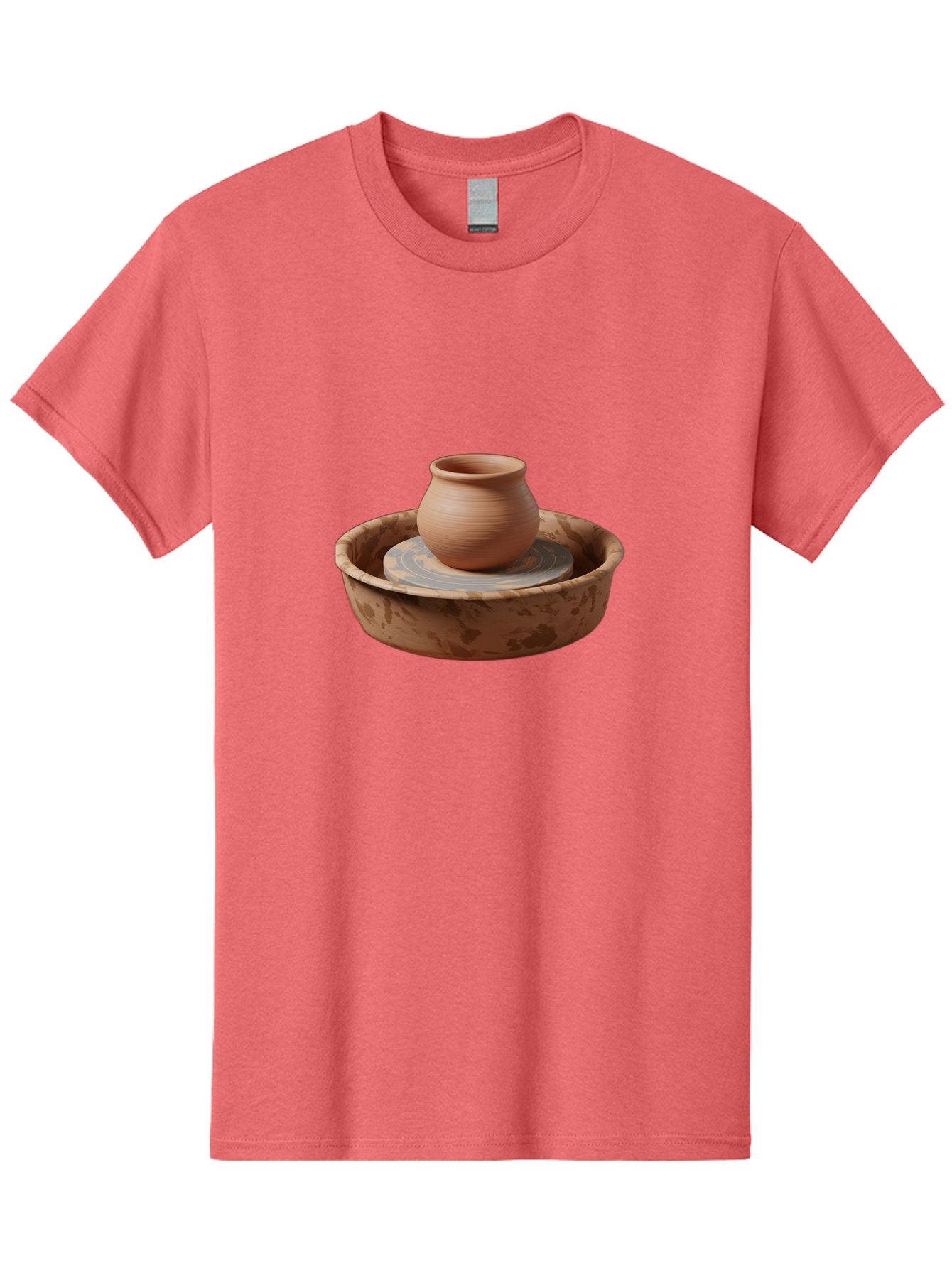 Potter-S-Wheel-With-Clay-Pot Men'S Graphic Tee, 100% Cotton, Comfortable Casual Summer Wear, Machine Washable, Pottery Wheel, Clay Pot, Ceramic Art, Handmade Crafts, Pottery Making, Clay Vessel, Terracotta, Artisan Work, Creative Process, Bab239 4
