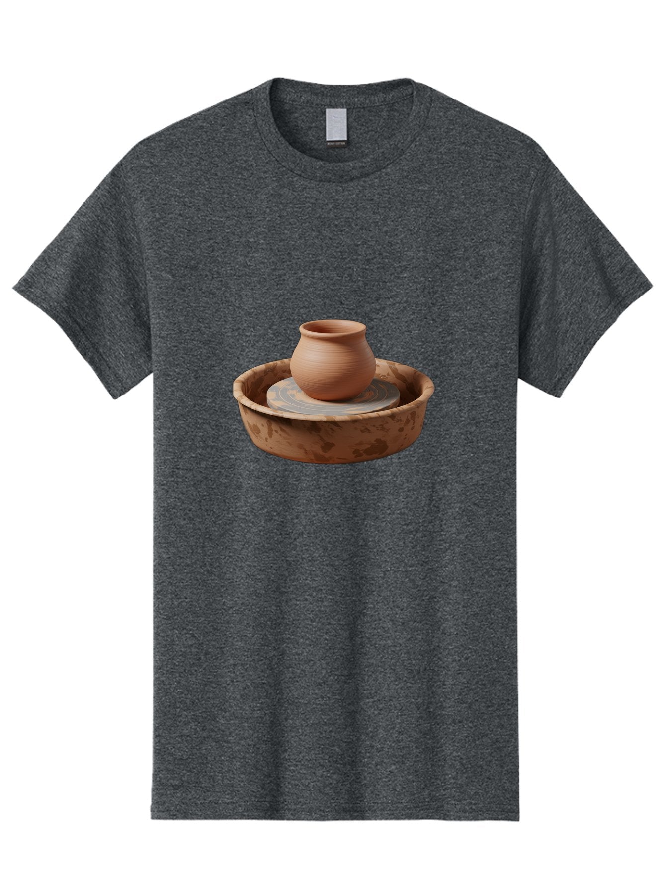 Potter-S-Wheel-With-Clay-Pot Men'S Graphic Tee, 100% Cotton, Comfortable Casual Summer Wear, Machine Washable, Pottery Wheel, Clay Pot, Ceramic Art, Handmade Crafts, Pottery Making, Clay Vessel, Terracotta, Artisan Work, Creative Process, Bab239 14
