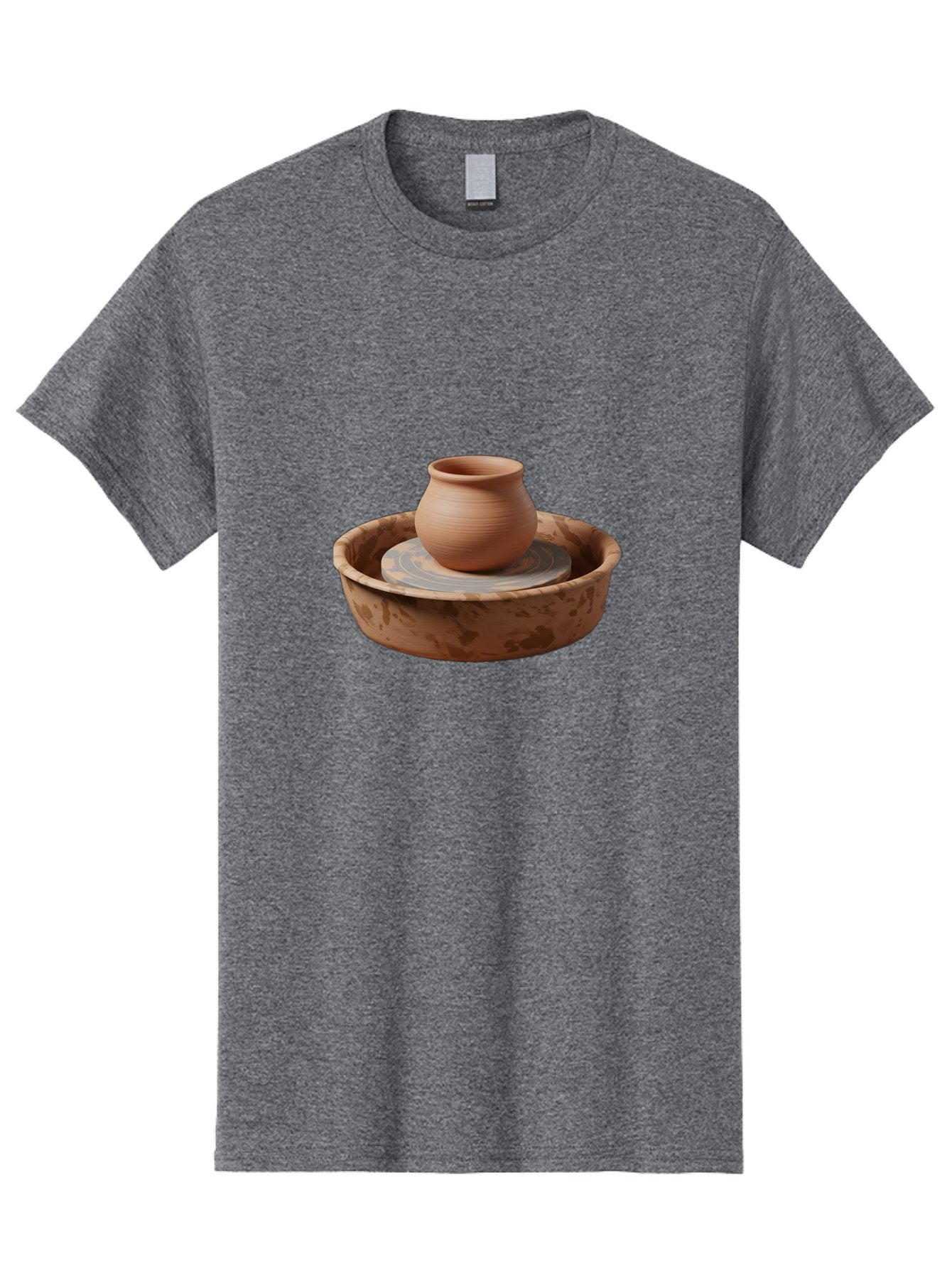 Potter-S-Wheel-With-Clay-Pot Men'S Graphic Tee, 100% Cotton, Comfortable Casual Summer Wear, Machine Washable, Pottery Wheel, Clay Pot, Ceramic Art, Handmade Crafts, Pottery Making, Clay Vessel, Terracotta, Artisan Work, Creative Process, Bab239 3