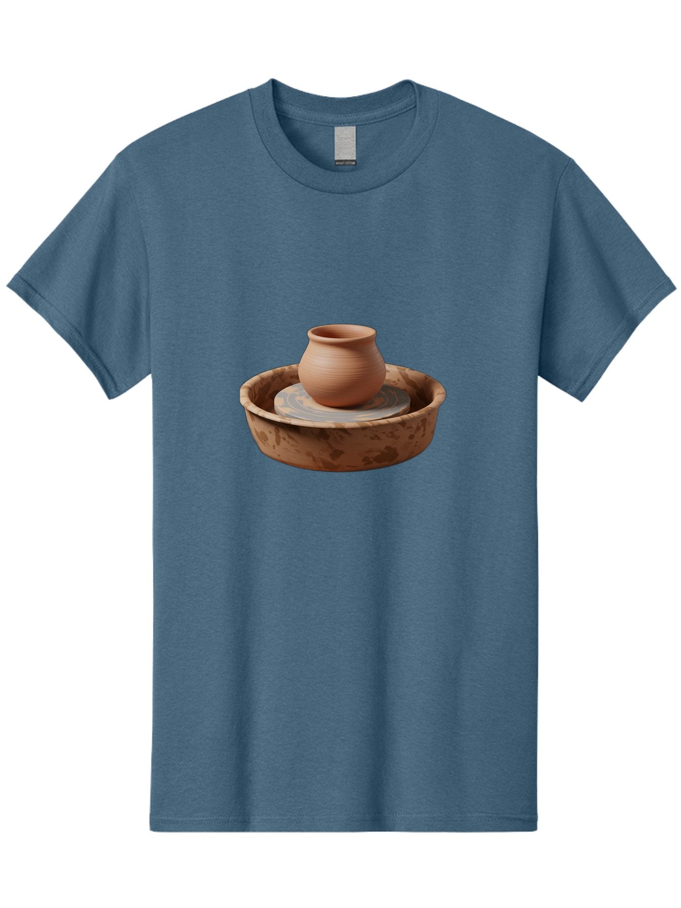Potter-S-Wheel-With-Clay-Pot Men'S Graphic Tee, 100% Cotton, Comfortable Casual Summer Wear, Machine Washable, Pottery Wheel, Clay Pot, Ceramic Art, Handmade Crafts, Pottery Making, Clay Vessel, Terracotta, Artisan Work, Creative Process, Bab239 6