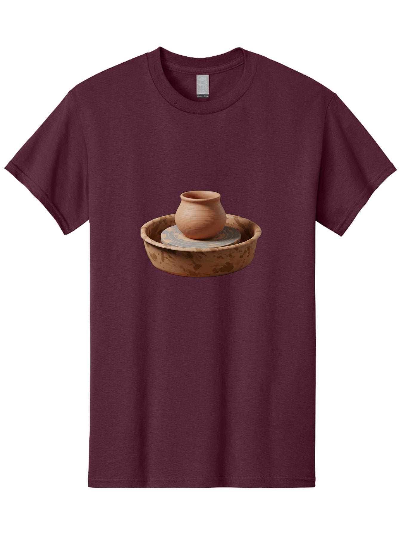 Potter-S-Wheel-With-Clay-Pot Men'S Graphic Tee, 100% Cotton, Comfortable Casual Summer Wear, Machine Washable, Pottery Wheel, Clay Pot, Ceramic Art, Handmade Crafts, Pottery Making, Clay Vessel, Terracotta, Artisan Work, Creative Process, Bab239