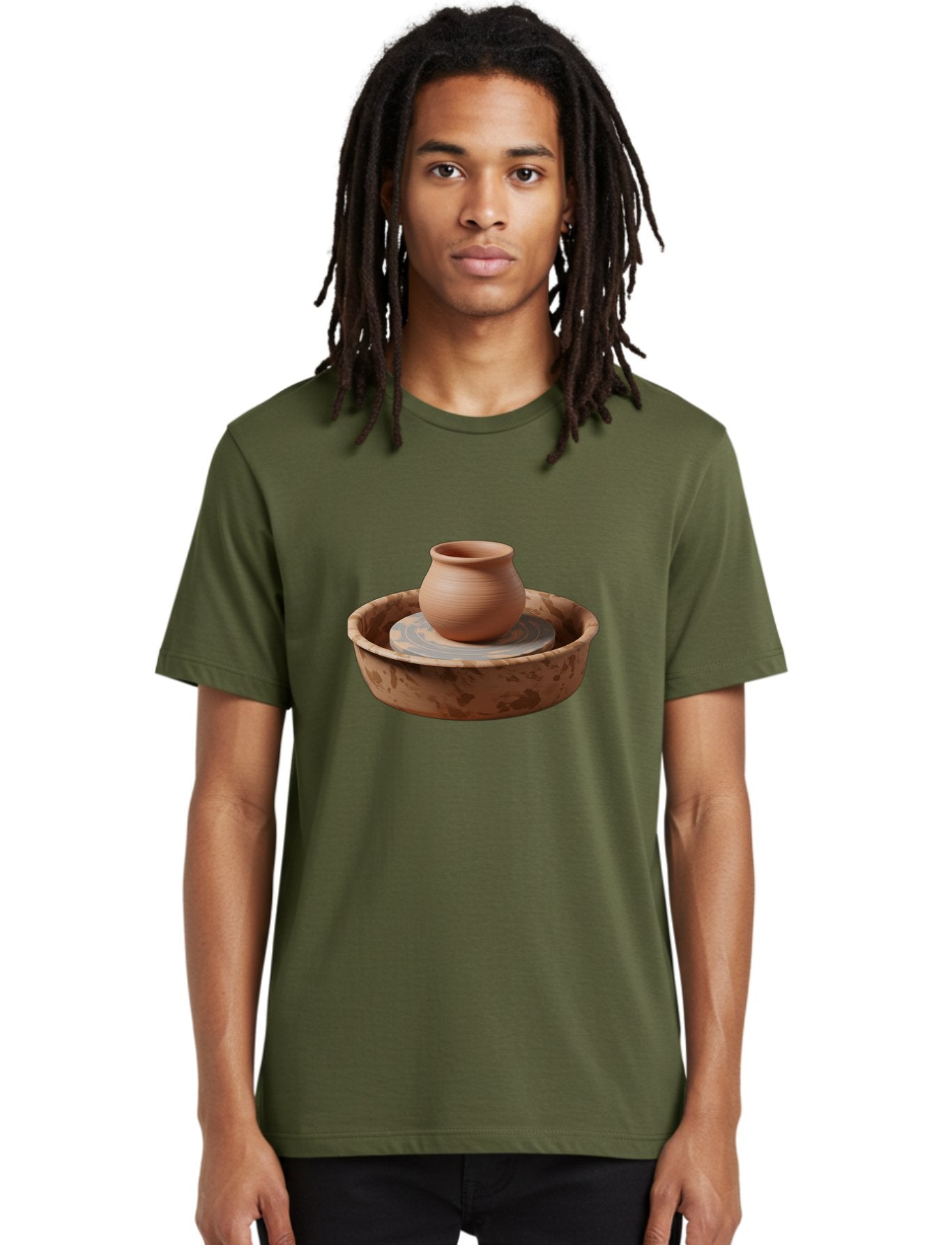 Potter-S-Wheel-With-Clay-Pot Men'S Graphic Tee, 100% Cotton, Comfortable Casual Summer Wear, Machine Washable, Pottery Wheel, Clay Pot, Ceramic Art, Handmade Crafts, Pottery Making, Clay Vessel, Terracotta, Artisan Work, Creative Process, Bab239 21