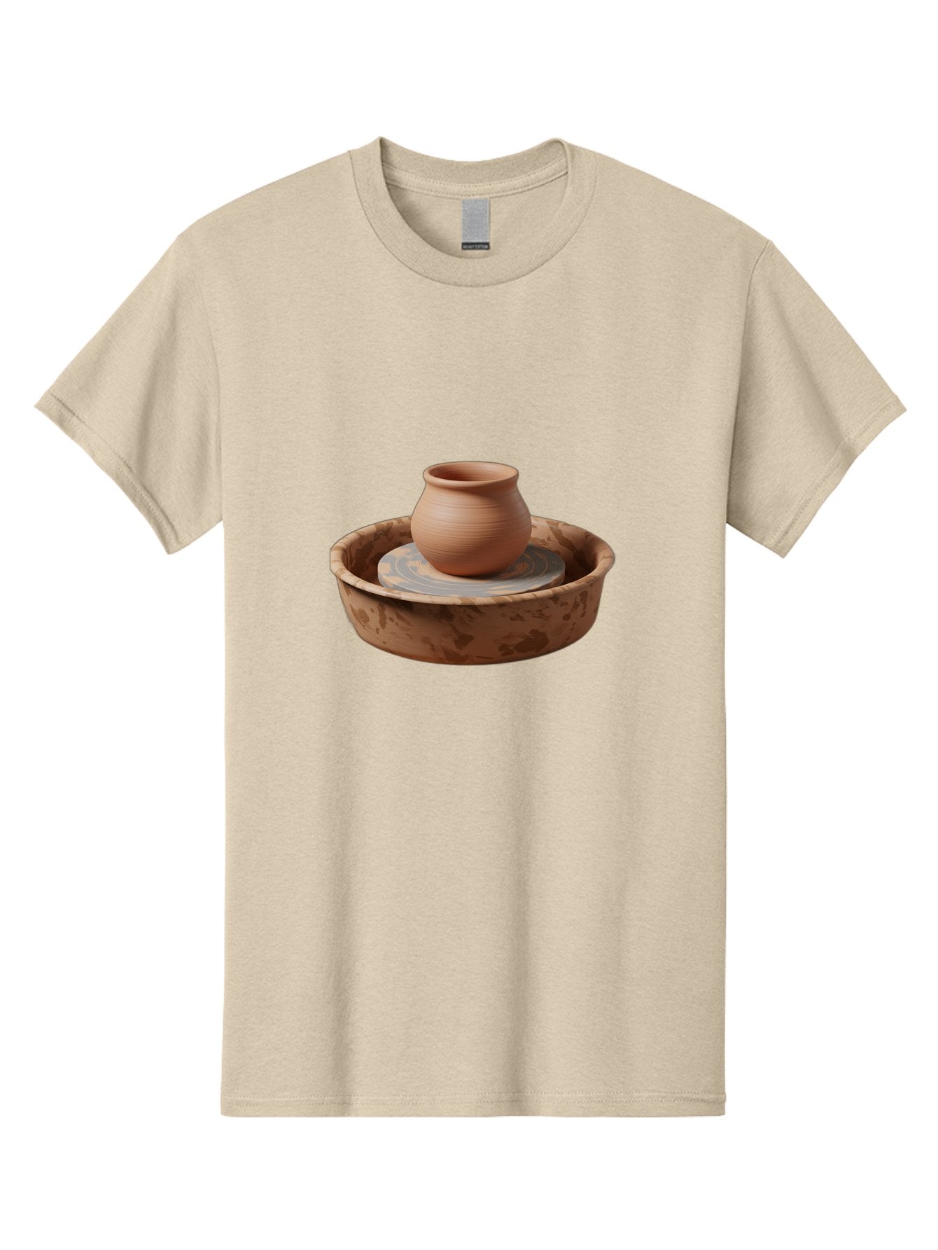 Potter-S-Wheel-With-Clay-Pot Men'S Graphic Tee, 100% Cotton, Comfortable Casual Summer Wear, Machine Washable, Pottery Wheel, Clay Pot, Ceramic Art, Handmade Crafts, Pottery Making, Clay Vessel, Terracotta, Artisan Work, Creative Process, Bab239 9