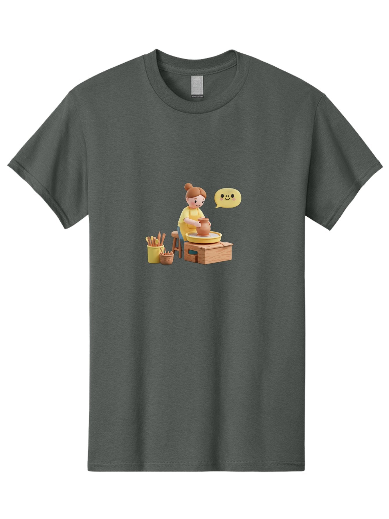 Potter Men'S Graphic Tee, 100% Cotton, Comfortable Casual Summer Wear, Machine Washable, Pottery Making, Ceramic Art, Potter'S Wheel, Creative Process, Pottery Tools, Craftsmanship, Clay Modeling, Happy Face, Creative Expression Bab241 14
