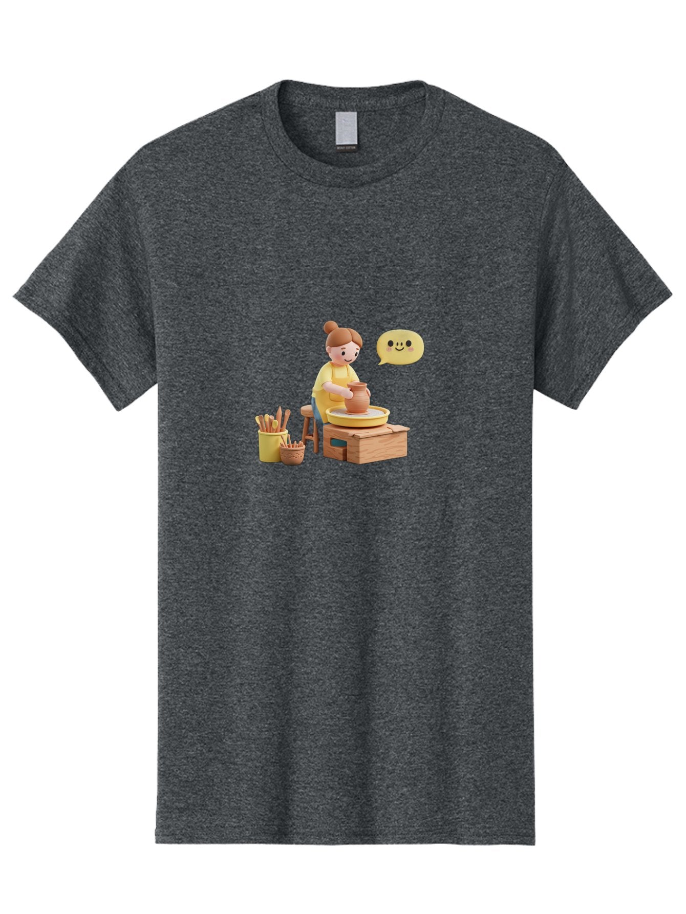 Potter Men'S Graphic Tee, 100% Cotton, Comfortable Casual Summer Wear, Machine Washable, Pottery Making, Ceramic Art, Potter'S Wheel, Creative Process, Pottery Tools, Craftsmanship, Clay Modeling, Happy Face, Creative Expression Bab241 5