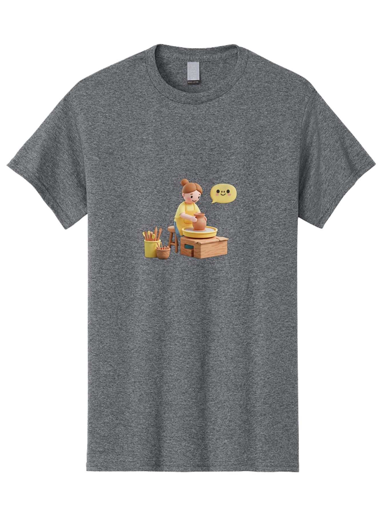 Potter Men'S Graphic Tee, 100% Cotton, Comfortable Casual Summer Wear, Machine Washable, Pottery Making, Ceramic Art, Potter'S Wheel, Creative Process, Pottery Tools, Craftsmanship, Clay Modeling, Happy Face, Creative Expression Bab241 6