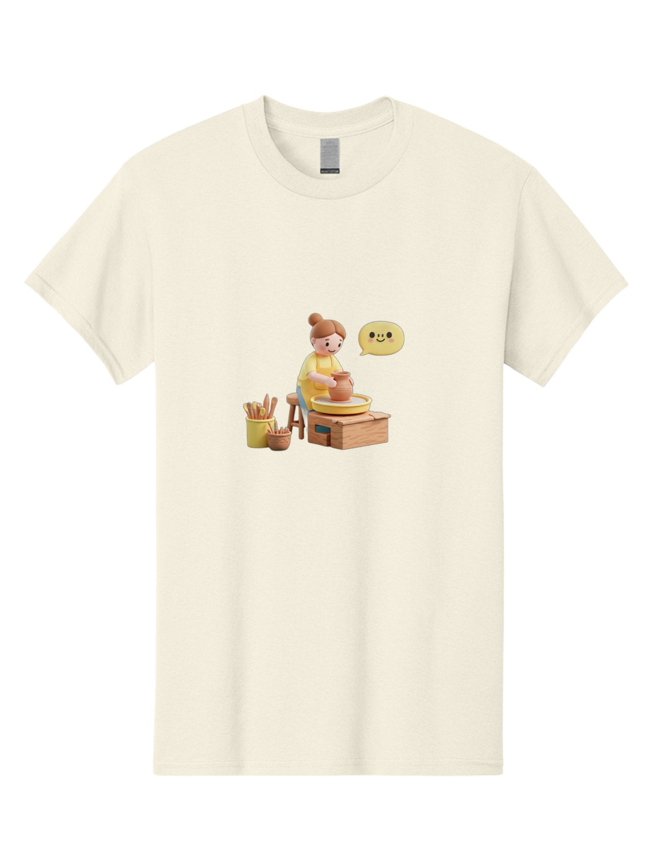 Potter Men'S Graphic Tee, 100% Cotton, Comfortable Casual Summer Wear, Machine Washable, Pottery Making, Ceramic Art, Potter'S Wheel, Creative Process, Pottery Tools, Craftsmanship, Clay Modeling, Happy Face, Creative Expression Bab241 8