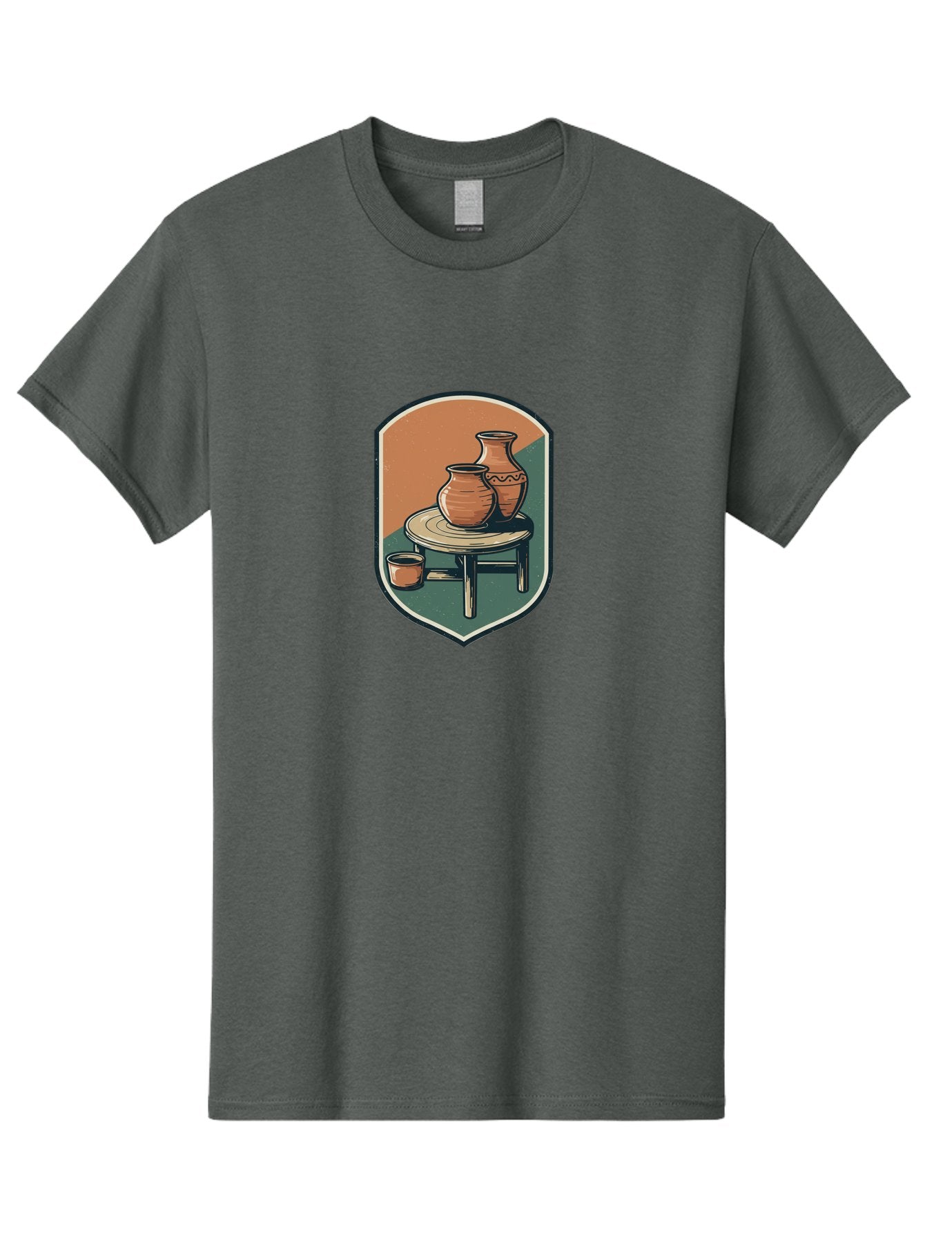 Pottery-On-Table Men'S Graphic Tee, 100% Cotton, Comfortable Casual Summer Wear, Machine Washable, Clay Pots, Earthy Tones, Ceramic Vases, Table Setting, Rustic Charm, Vintage Decor, Pottery, Traditional Craftsmanship, Handmade Ceramics Bab244 14
