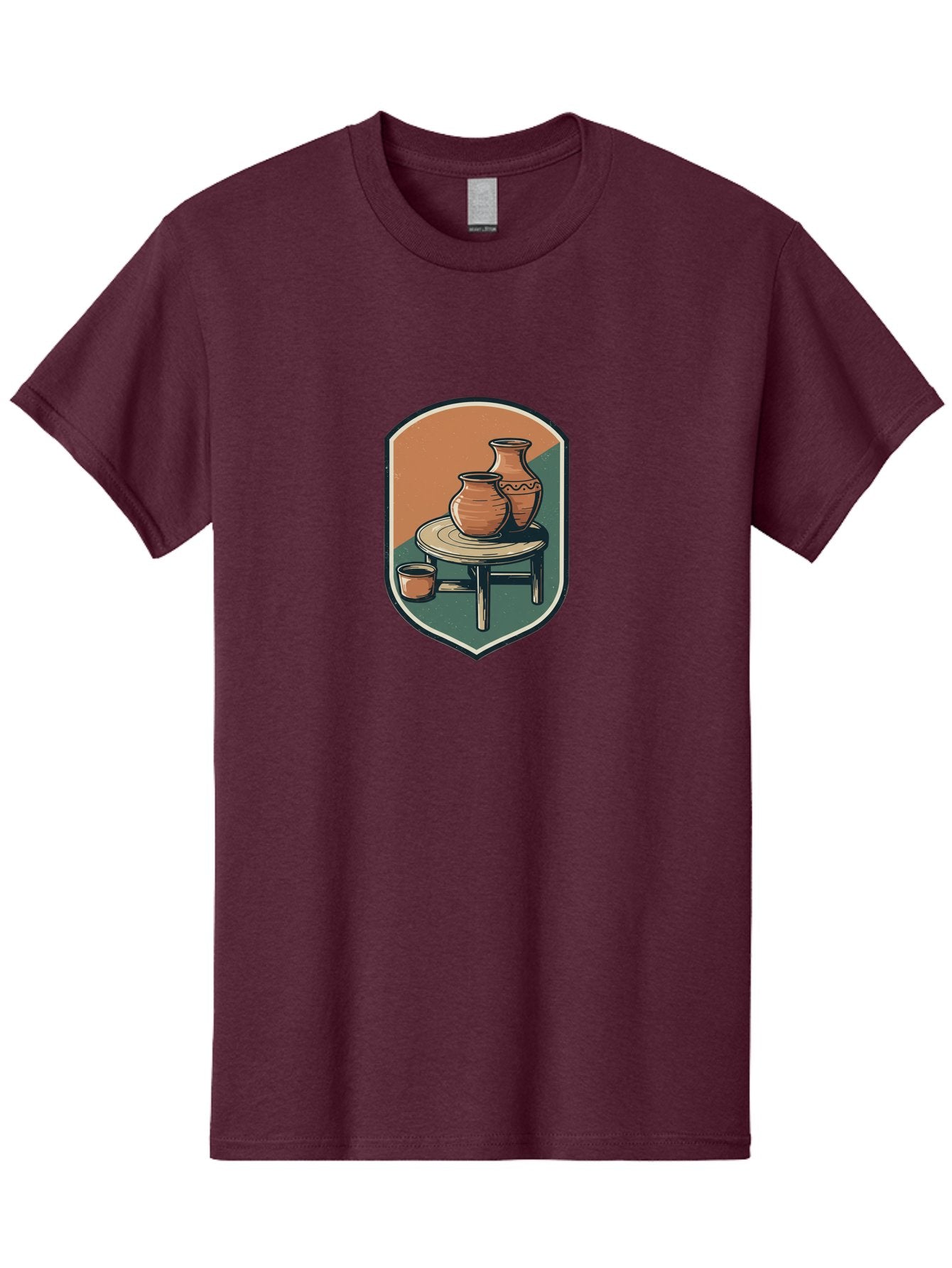Pottery-On-Table Men'S Graphic Tee, 100% Cotton, Comfortable Casual Summer Wear, Machine Washable, Clay Pots, Earthy Tones, Ceramic Vases, Table Setting, Rustic Charm, Vintage Decor, Pottery, Traditional Craftsmanship, Handmade Ceramics Bab244 12
