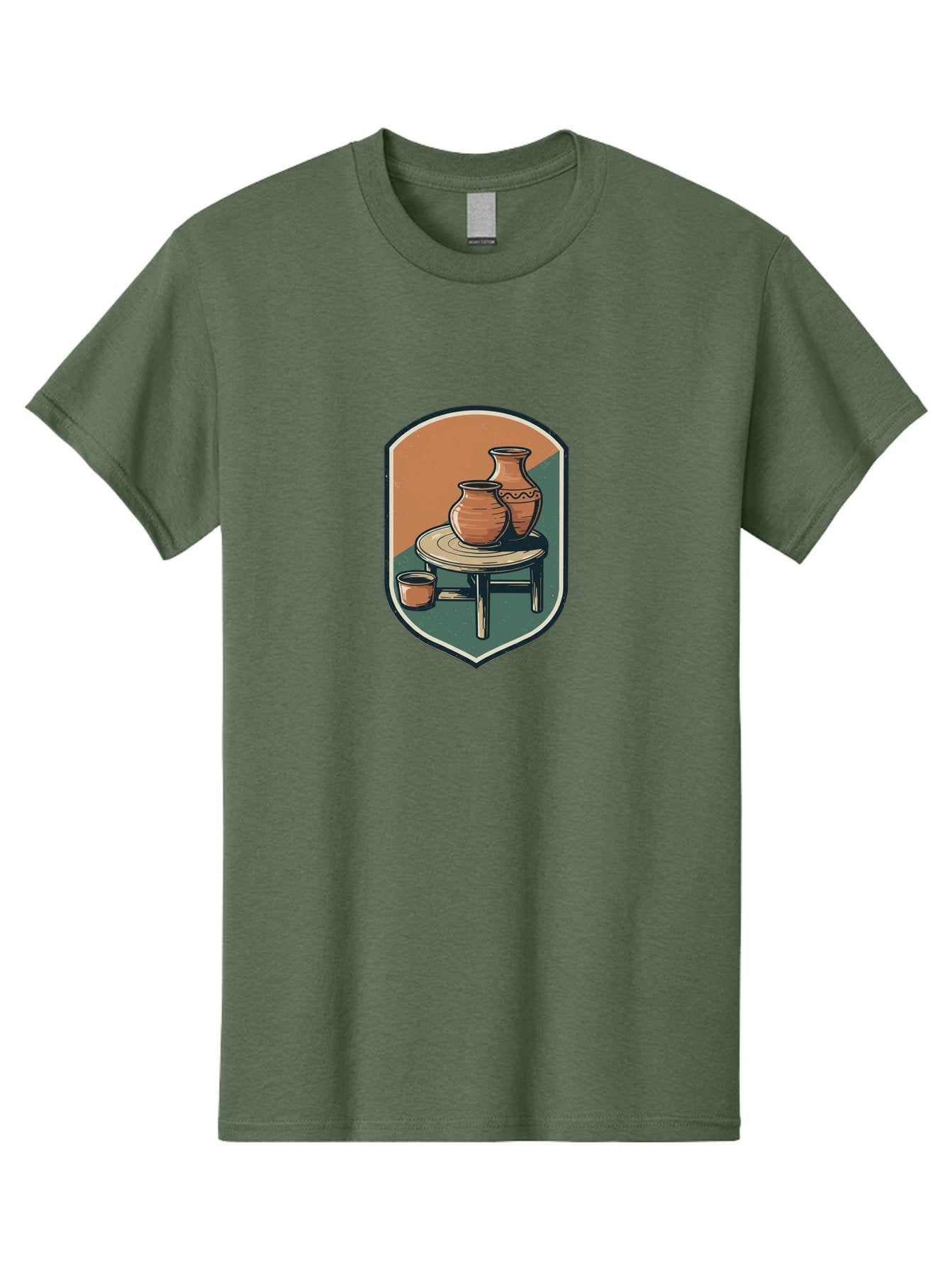 Pottery-On-Table Men'S Graphic Tee, 100% Cotton, Comfortable Casual Summer Wear, Machine Washable, Clay Pots, Earthy Tones, Ceramic Vases, Table Setting, Rustic Charm, Vintage Decor, Pottery, Traditional Craftsmanship, Handmade Ceramics Bab244 15