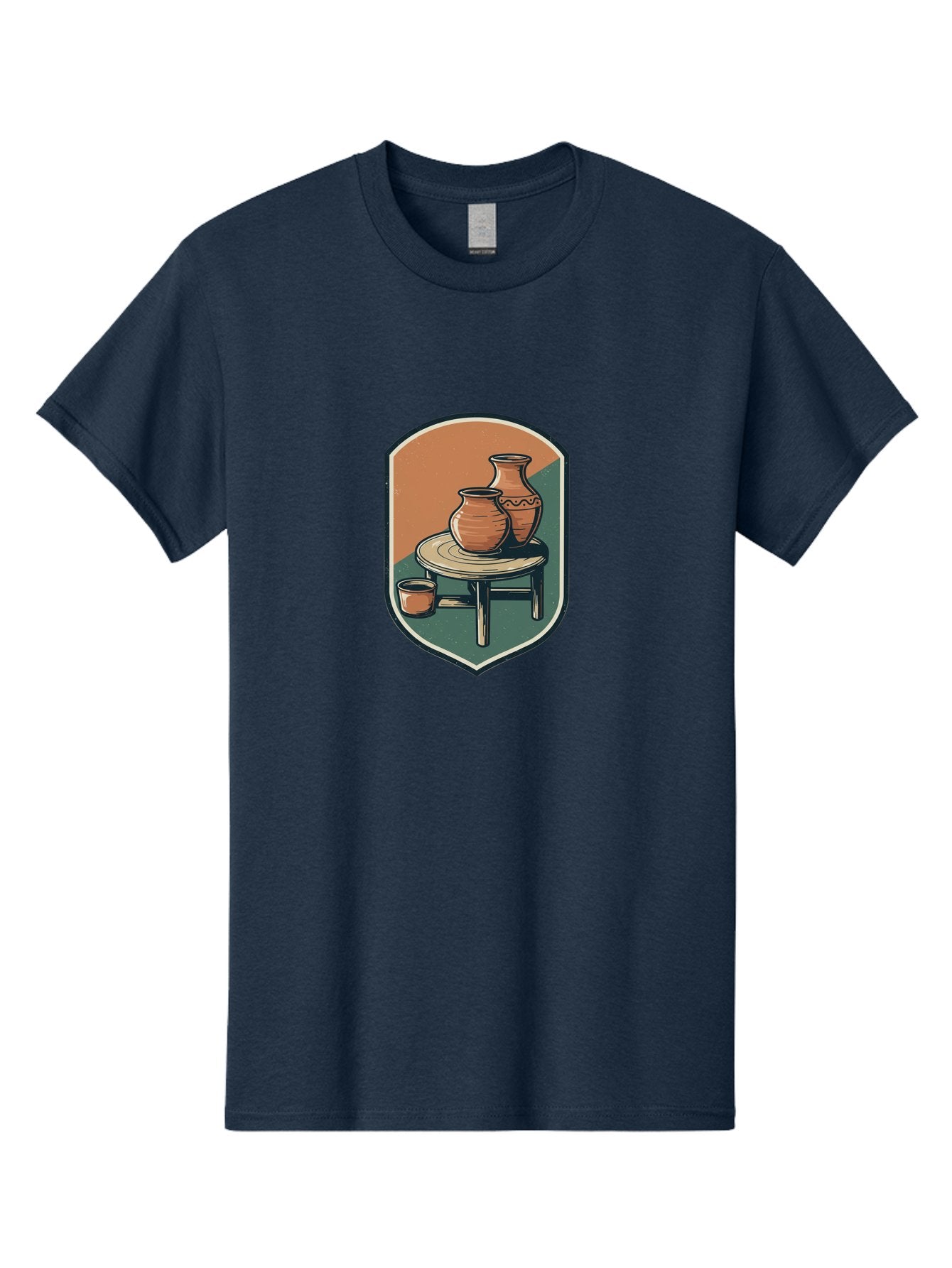 Pottery-On-Table Men'S Graphic Tee, 100% Cotton, Comfortable Casual Summer Wear, Machine Washable, Clay Pots, Earthy Tones, Ceramic Vases, Table Setting, Rustic Charm, Vintage Decor, Pottery, Traditional Craftsmanship, Handmade Ceramics Bab244 7