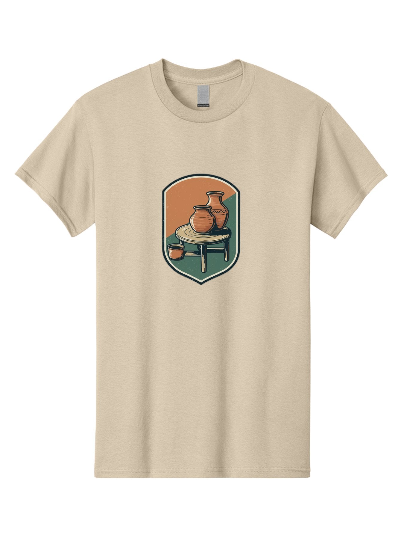 Pottery-On-Table Men'S Graphic Tee, 100% Cotton, Comfortable Casual Summer Wear, Machine Washable, Clay Pots, Earthy Tones, Ceramic Vases, Table Setting, Rustic Charm, Vintage Decor, Pottery, Traditional Craftsmanship, Handmade Ceramics Bab244 10