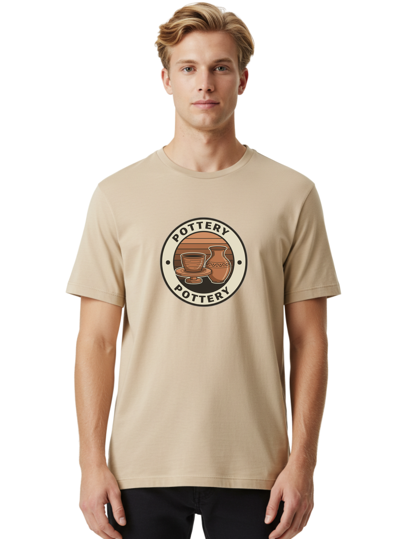 Pottery-Pottery Men'S Graphic Tee, 100% Cotton, Comfortable Casual Summer Wear, Machine Washable, Handmade Ceramics, Clay Pottery, Decorative Vases, Pottery Wheel, Ceramic Art, Brown Pottery, Pottery Designs, Handcrafted Pottery, Bab245 10