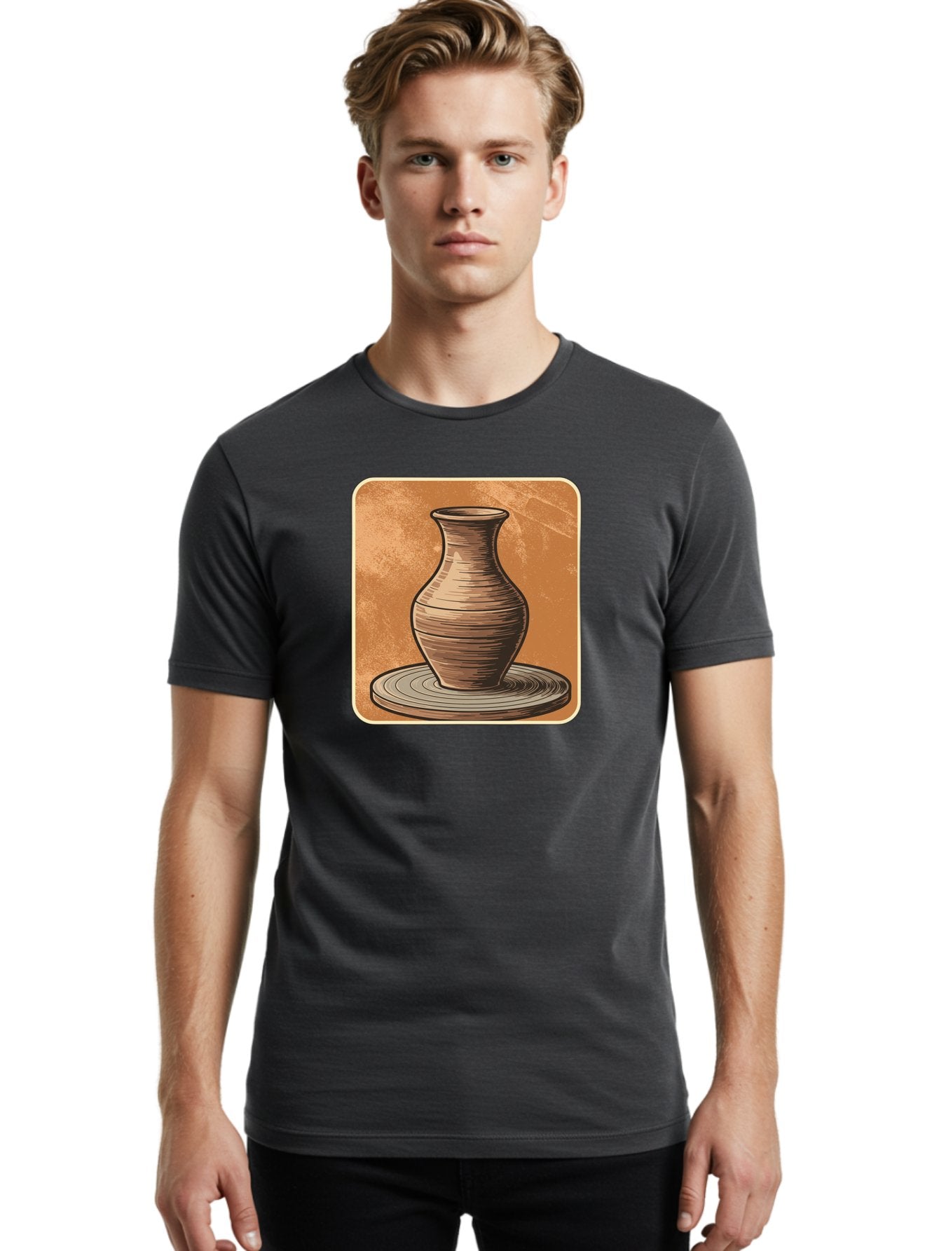 Pottery-Vase Men'S Graphic Tee, 100% Cotton, Comfortable Casual Summer Wear, Machine Washable, Pottery Wheel, Clay Vase, Handmade Ceramics, Artisanal Craftsmanship, Traditional Pottery, Earthenware, Terracotta, Pottery Making, Clay Modeling, Bab246 17