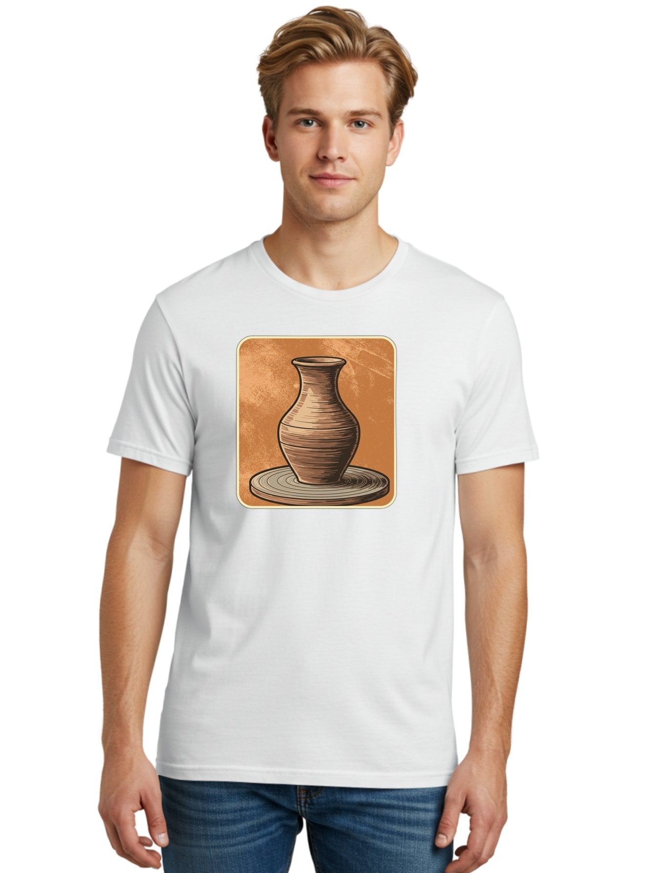 Pottery-Vase Men'S Graphic Tee, 100% Cotton, Comfortable Casual Summer Wear, Machine Washable, Pottery Wheel, Clay Vase, Handmade Ceramics, Artisanal Craftsmanship, Traditional Pottery, Earthenware, Terracotta, Pottery Making, Clay Modeling, Bab246 30