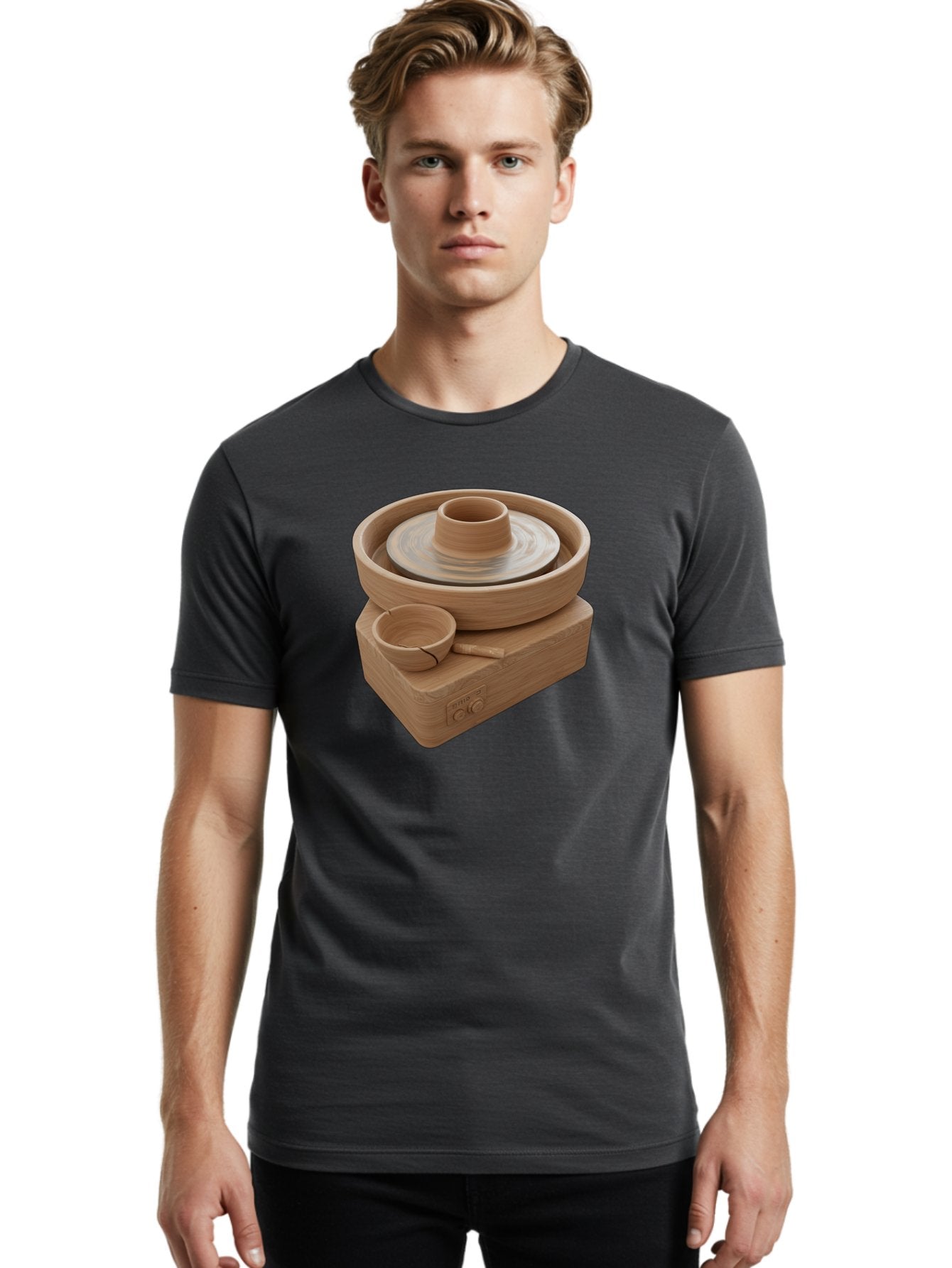 Pottery-Wheel-4 Men'S Graphic Tee, 100% Cotton, Comfortable Casual Summer Wear, Machine Washable, Potter'S Wheel, Clay Pot, Ceramics, Pottery Wheel, Handmade Crafts, Creative Art, Pottery Tools, Artisan Work, Clay Modeling, Pottery Making Bab252 27