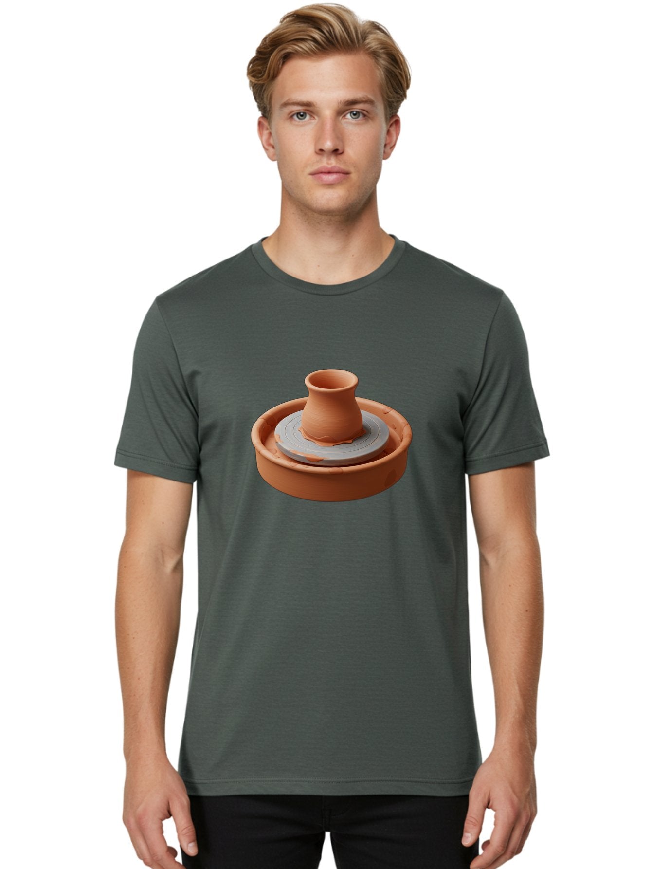 Pottery-Wheel-Clay-Pot Men'S Graphic Tee, 100% Cotton, Comfortable Casual Summer Wear, Machine Washable, Pottery Wheel, Clay Pot, Ceramics, Handmade, Craftsmanship, Creative Process, Clay Modeling, Artisanal, Pottery Making, Terracotta, Bab253 23