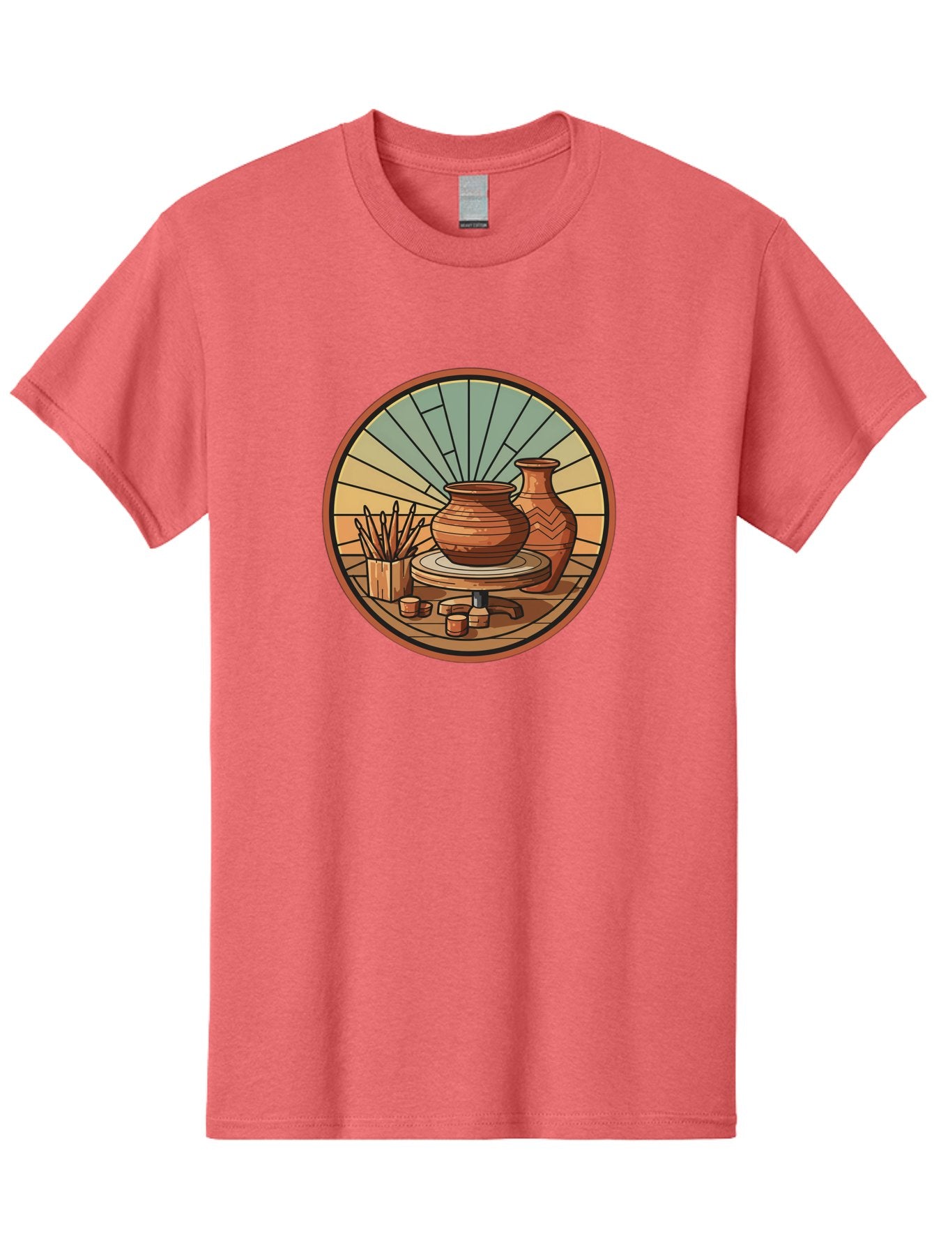Pottery-Wheel-Illustration Men'S Graphic Tee, 100% Cotton, Comfortable Casual Summer Wear, Machine Washable, Clay Pot On Pottery Wheel, Ceramic Art, Handmade Pottery, Pottery Tools, Clay Vase, Decorative Ceramics, Artisanal Craftsmanship, Bab254 11