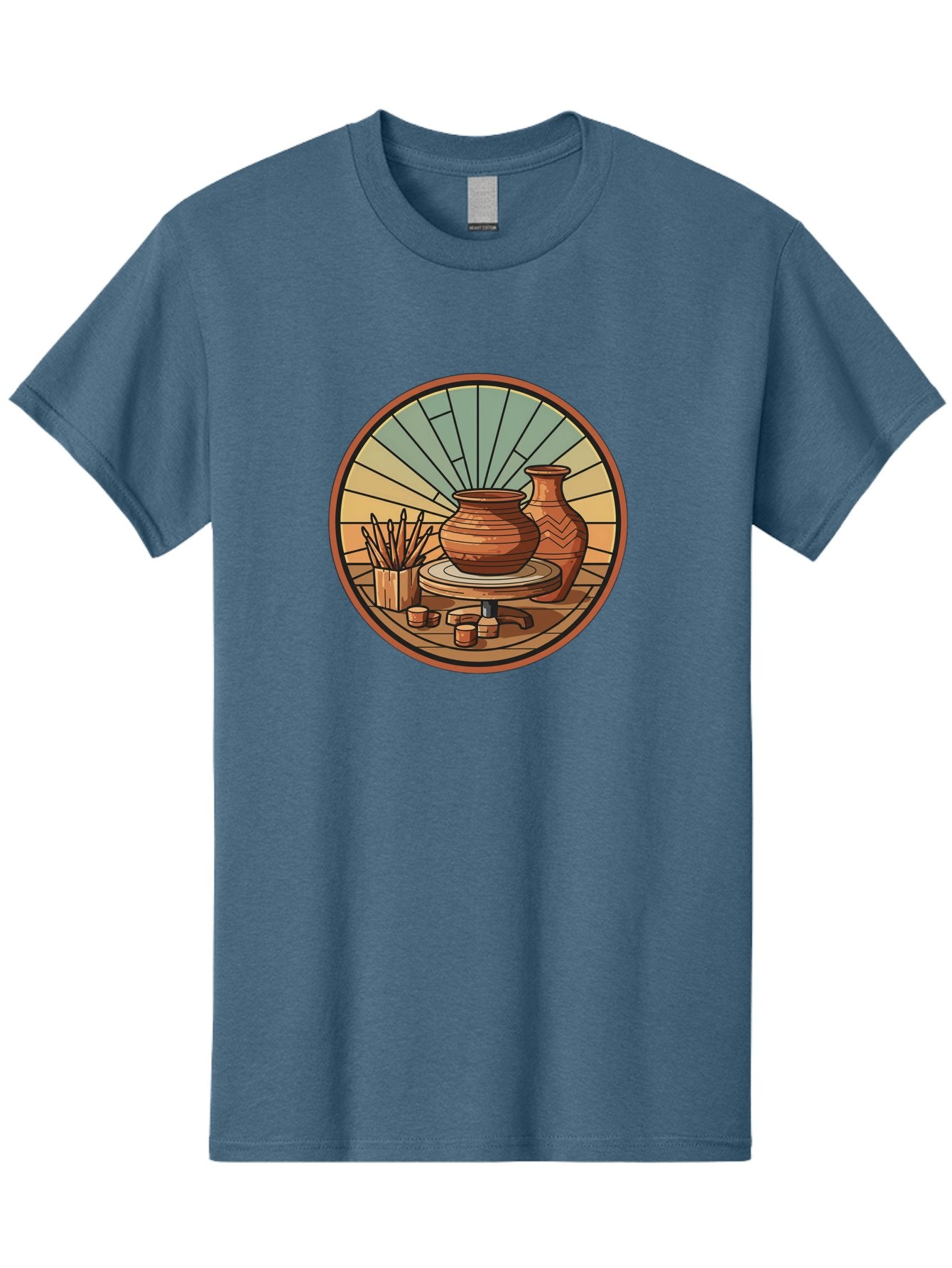 Pottery-Wheel-Illustration Men'S Graphic Tee, 100% Cotton, Comfortable Casual Summer Wear, Machine Washable, Clay Pot On Pottery Wheel, Ceramic Art, Handmade Pottery, Pottery Tools, Clay Vase, Decorative Ceramics, Artisanal Craftsmanship, Bab254 3
