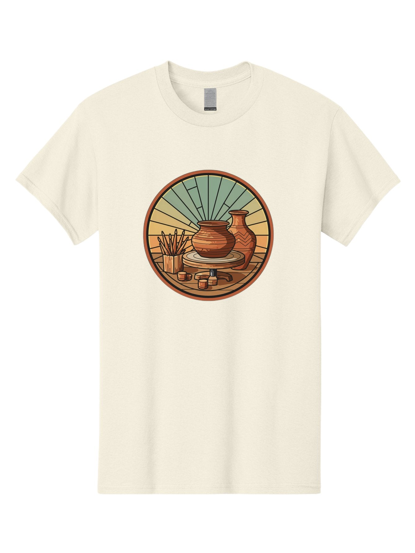 Pottery-Wheel-Illustration Men'S Graphic Tee, 100% Cotton, Comfortable Casual Summer Wear, Machine Washable, Clay Pot On Pottery Wheel, Ceramic Art, Handmade Pottery, Pottery Tools, Clay Vase, Decorative Ceramics, Artisanal Craftsmanship, Bab254