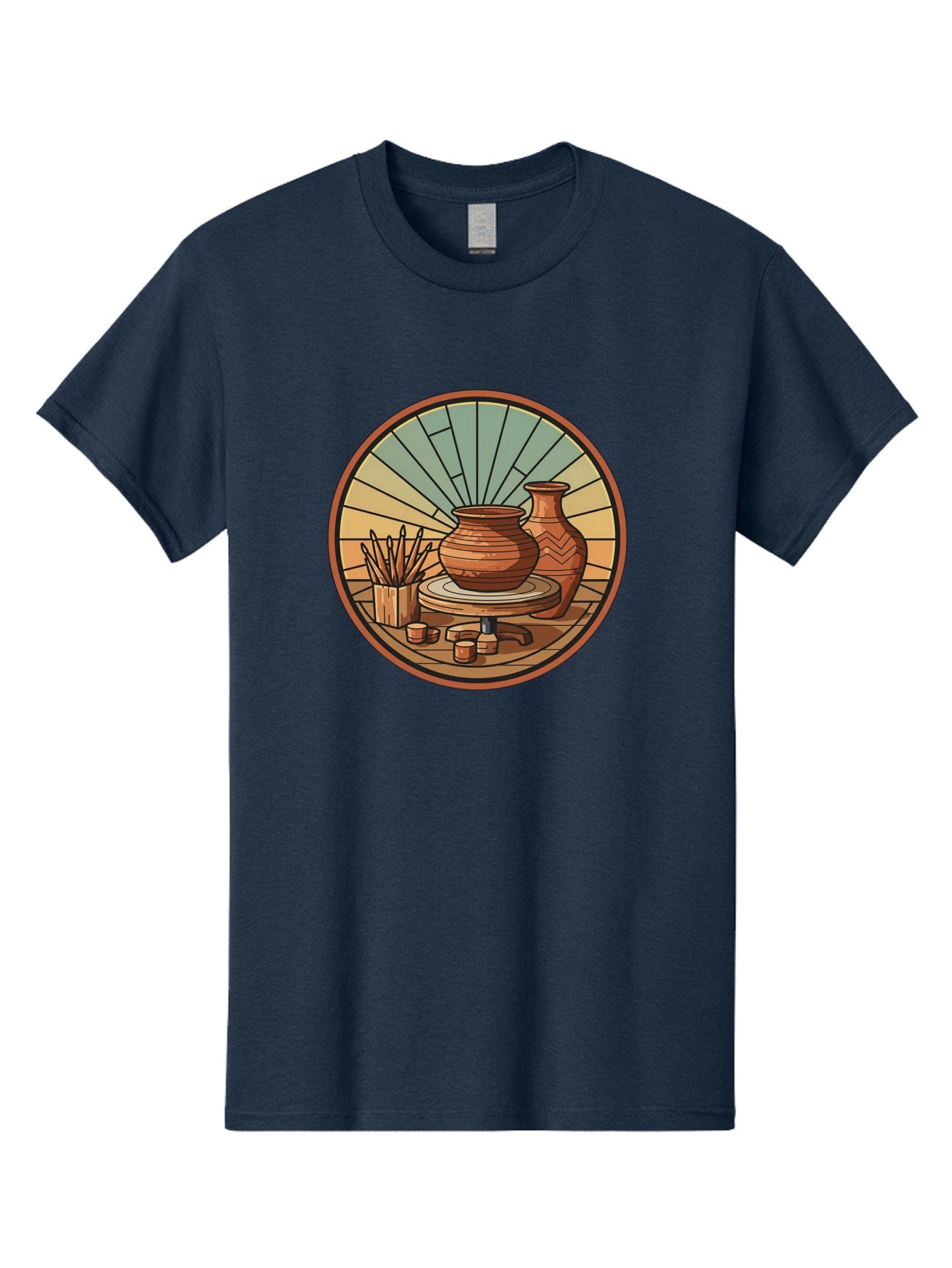 Pottery-Wheel-Illustration Men'S Graphic Tee, 100% Cotton, Comfortable Casual Summer Wear, Machine Washable, Clay Pot On Pottery Wheel, Ceramic Art, Handmade Pottery, Pottery Tools, Clay Vase, Decorative Ceramics, Artisanal Craftsmanship, Bab254 12