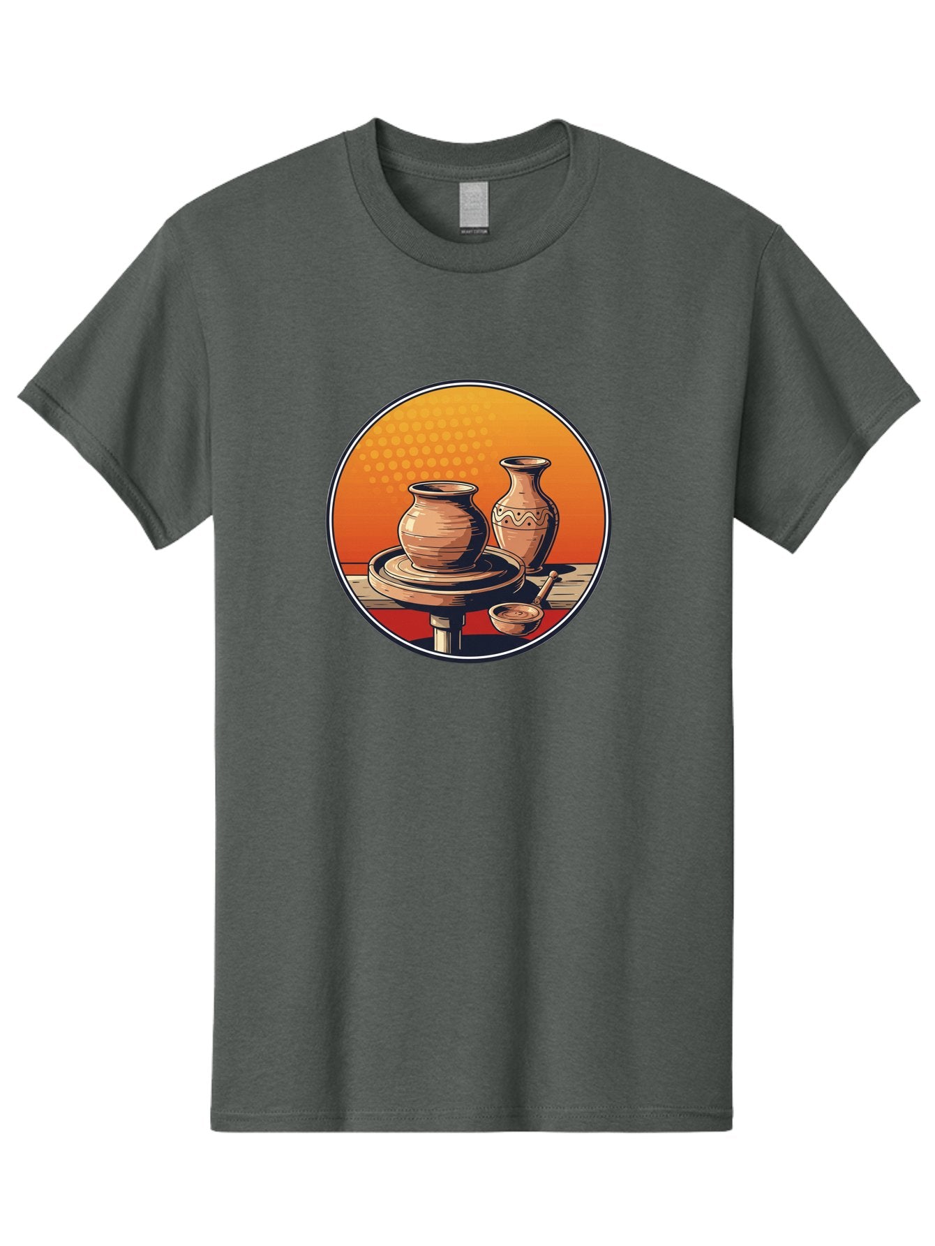 Pottery-Wheel Men'S Graphic Tee, 100% Cotton, Comfortable Casual Summer Wear, Machine Washable, Pottery Wheel, Clay Pot, Handmade Ceramics, Pottery Tools, Creative Process, Ceramic Art, Traditional Craftsmanship, Artisanal Pottery Bab255 15