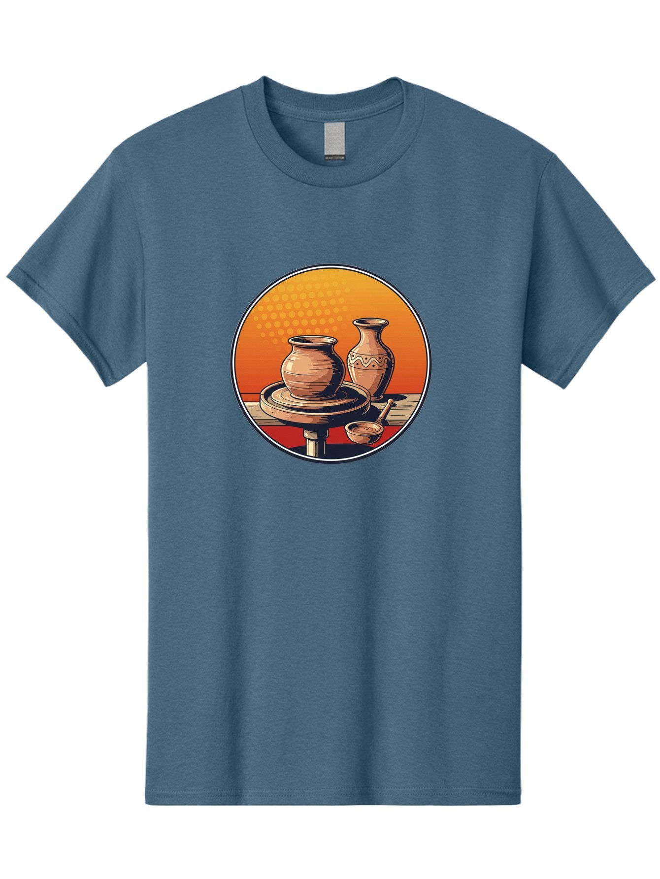 Pottery-Wheel Men'S Graphic Tee, 100% Cotton, Comfortable Casual Summer Wear, Machine Washable, Pottery Wheel, Clay Pot, Handmade Ceramics, Pottery Tools, Creative Process, Ceramic Art, Traditional Craftsmanship, Artisanal Pottery Bab255 6