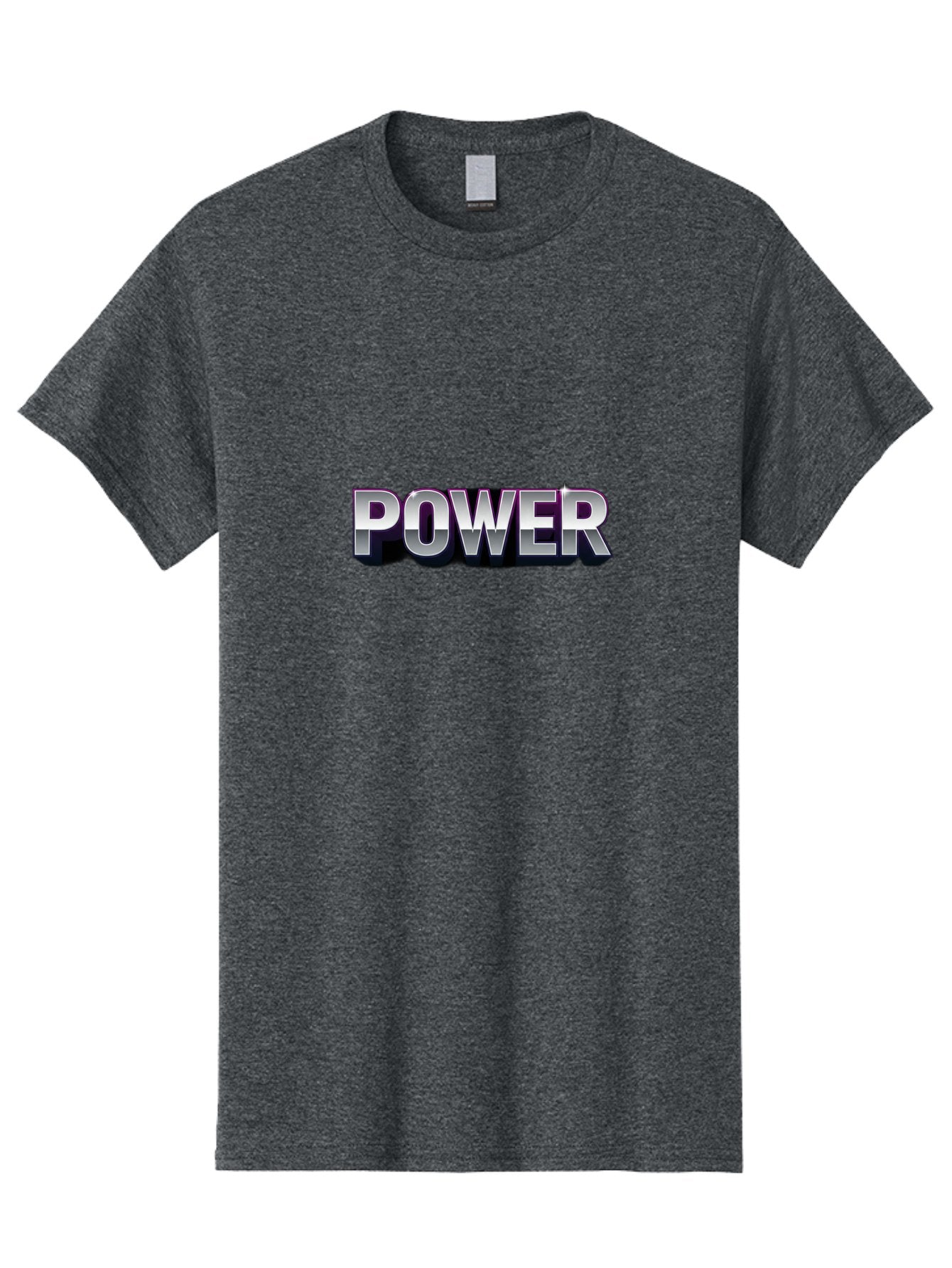 Power Men'S Graphic Tee, 100% Cotton, Comfortable Casual Summer Wear, Machine Washable, Power, Strength, Energy, Bold Font, Silver Text, 3D Effect, Chrome Finish, Motivational, Empowerment, Energy Boost Bab257 12
