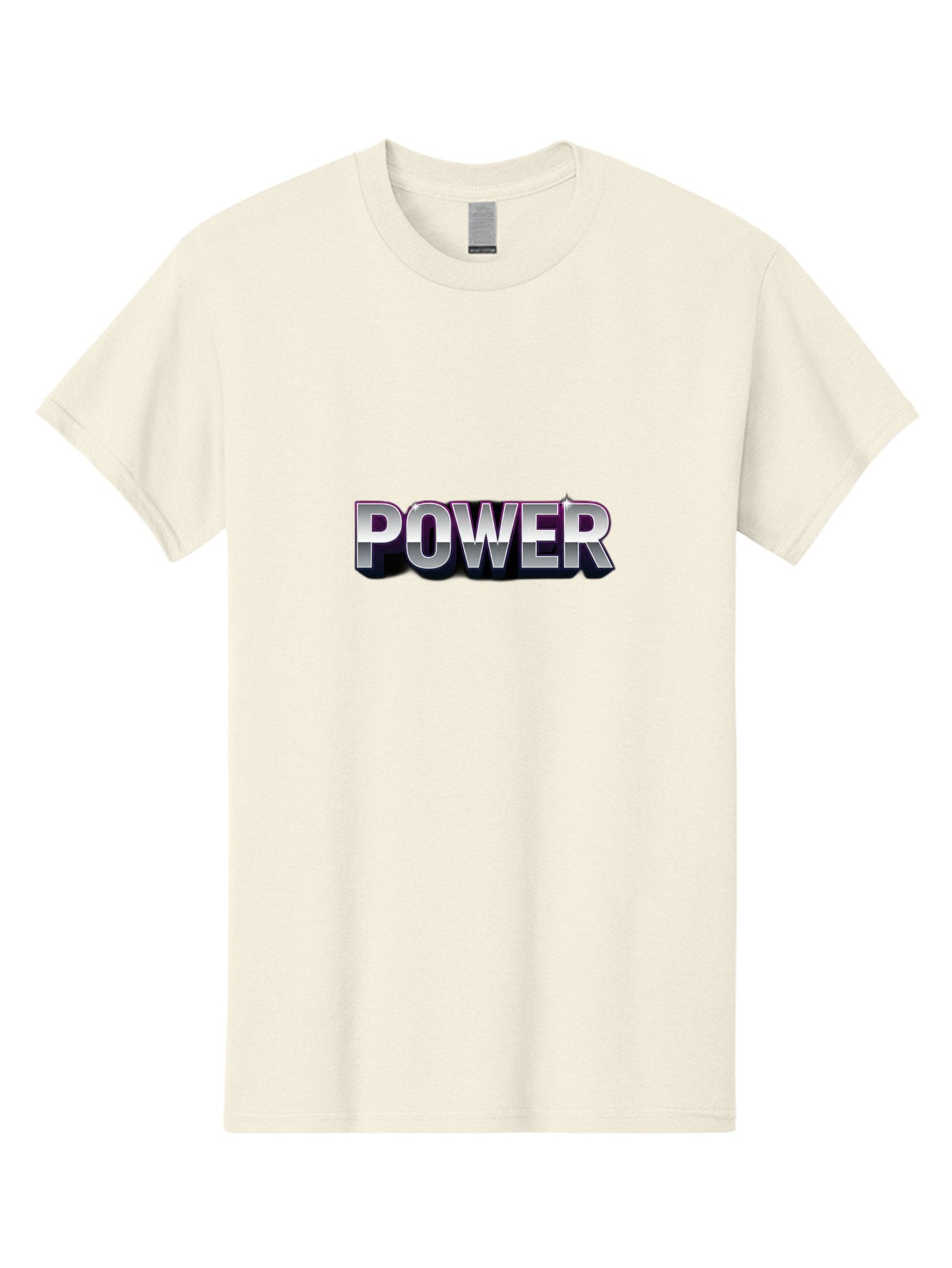 Power Men'S Graphic Tee, 100% Cotton, Comfortable Casual Summer Wear, Machine Washable, Power, Strength, Energy, Bold Font, Silver Text, 3D Effect, Chrome Finish, Motivational, Empowerment, Energy Boost Bab257 8
