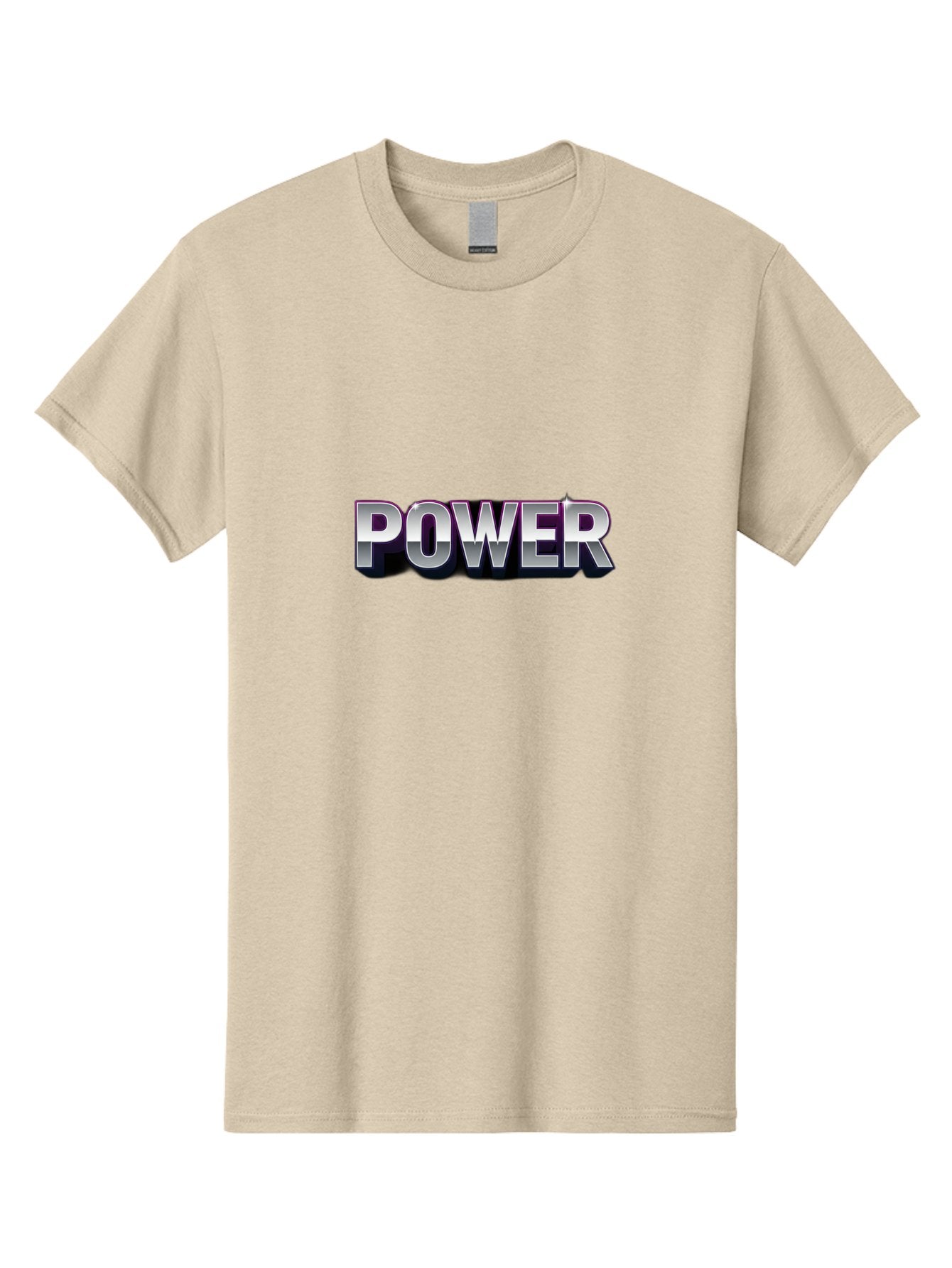 Power Men'S Graphic Tee, 100% Cotton, Comfortable Casual Summer Wear, Machine Washable, Power, Strength, Energy, Bold Font, Silver Text, 3D Effect, Chrome Finish, Motivational, Empowerment, Energy Boost Bab257 10