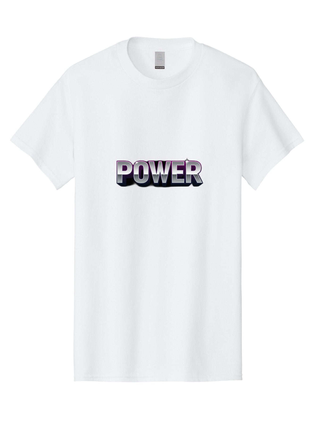 Power Men'S Graphic Tee, 100% Cotton, Comfortable Casual Summer Wear, Machine Washable, Power, Strength, Energy, Bold Font, Silver Text, 3D Effect, Chrome Finish, Motivational, Empowerment, Energy Boost Bab257 9