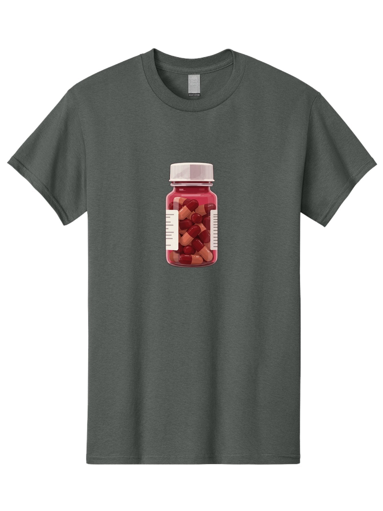 Prescription-Bottle Men'S Graphic Tee, 100% Cotton, Comfortable Casual Summer Wear, Machine Washable, Prescription Medication, Pharmaceuticals, Pill Bottle, Red And Beige Capsules, Medicine Container, Healthcare Supplements, Dietary Pills Bab258 12