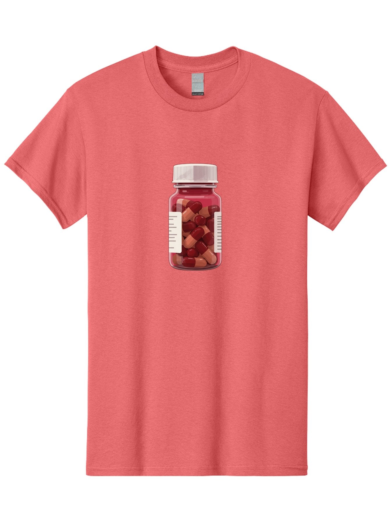Prescription-Bottle Men'S Graphic Tee, 100% Cotton, Comfortable Casual Summer Wear, Machine Washable, Prescription Medication, Pharmaceuticals, Pill Bottle, Red And Beige Capsules, Medicine Container, Healthcare Supplements, Dietary Pills Bab258 15