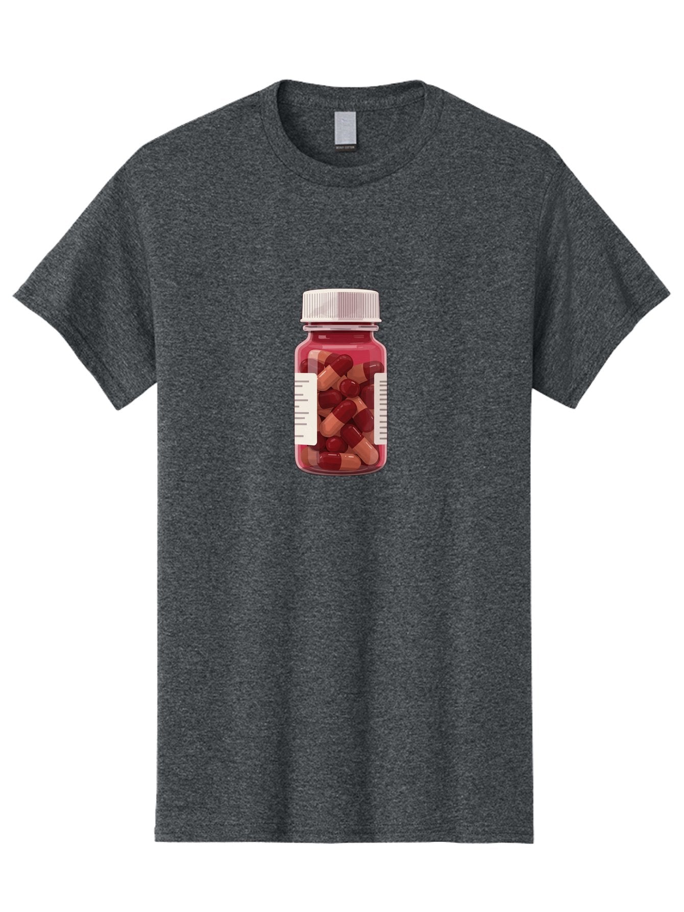 Prescription-Bottle Men'S Graphic Tee, 100% Cotton, Comfortable Casual Summer Wear, Machine Washable, Prescription Medication, Pharmaceuticals, Pill Bottle, Red And Beige Capsules, Medicine Container, Healthcare Supplements, Dietary Pills Bab258 11