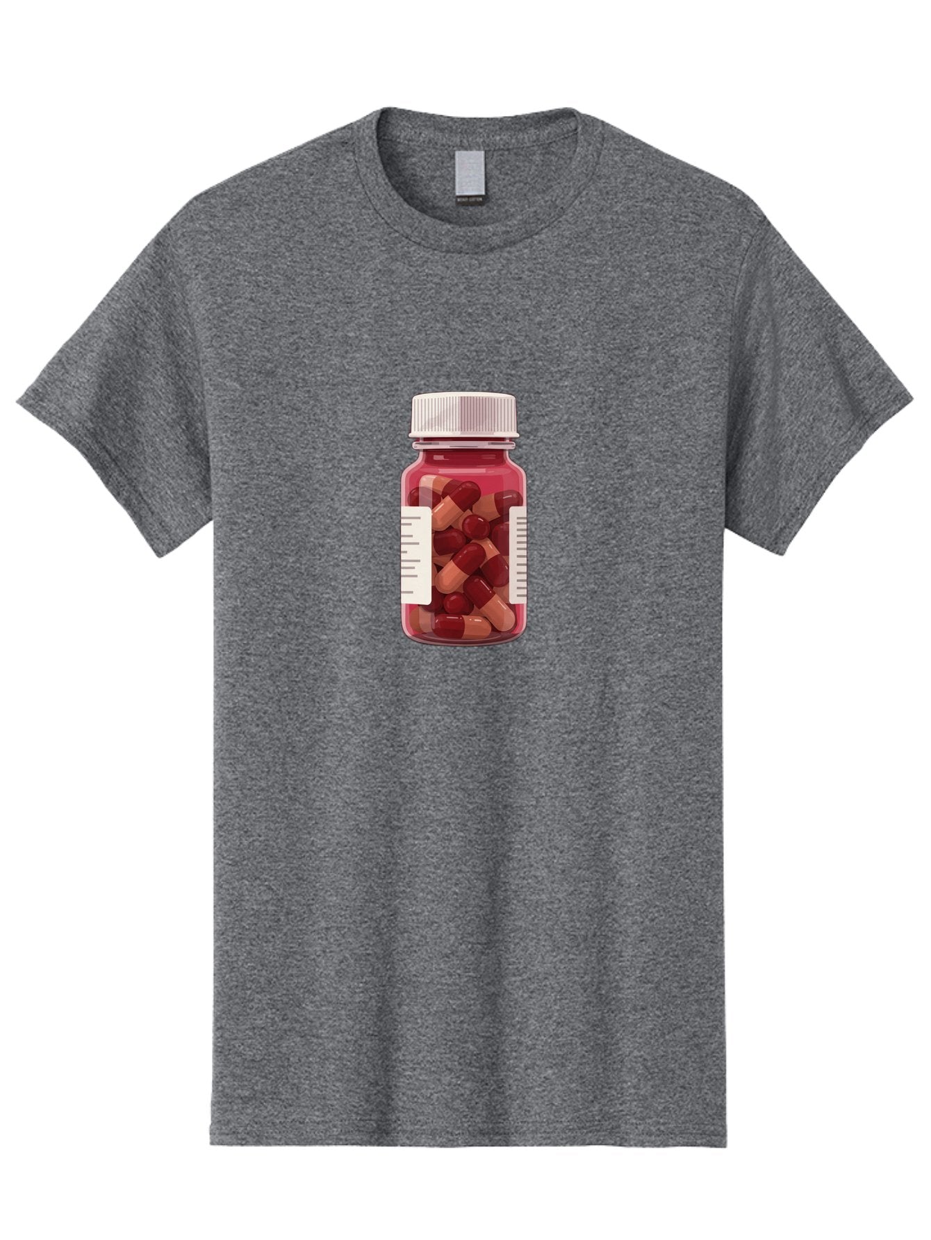 Prescription-Bottle Men'S Graphic Tee, 100% Cotton, Comfortable Casual Summer Wear, Machine Washable, Prescription Medication, Pharmaceuticals, Pill Bottle, Red And Beige Capsules, Medicine Container, Healthcare Supplements, Dietary Pills Bab258 10