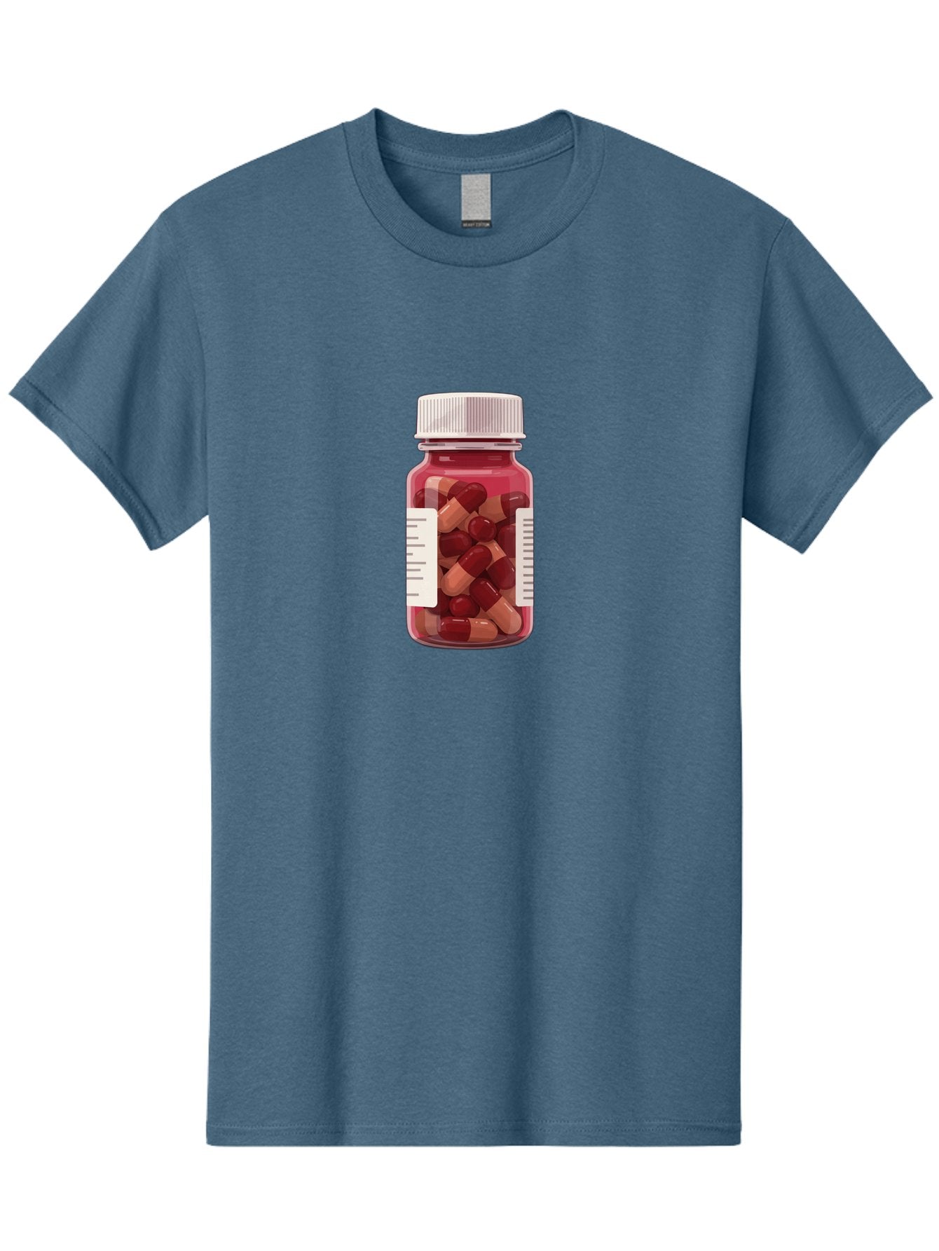 Prescription-Bottle Men'S Graphic Tee, 100% Cotton, Comfortable Casual Summer Wear, Machine Washable, Prescription Medication, Pharmaceuticals, Pill Bottle, Red And Beige Capsules, Medicine Container, Healthcare Supplements, Dietary Pills Bab258 5