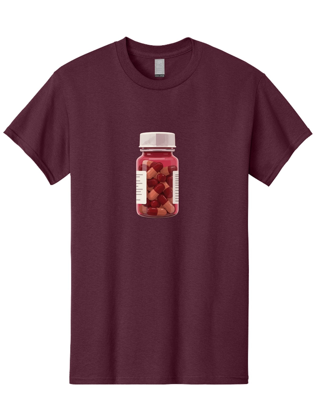 Prescription-Bottle Men'S Graphic Tee, 100% Cotton, Comfortable Casual Summer Wear, Machine Washable, Prescription Medication, Pharmaceuticals, Pill Bottle, Red And Beige Capsules, Medicine Container, Healthcare Supplements, Dietary Pills Bab258 6