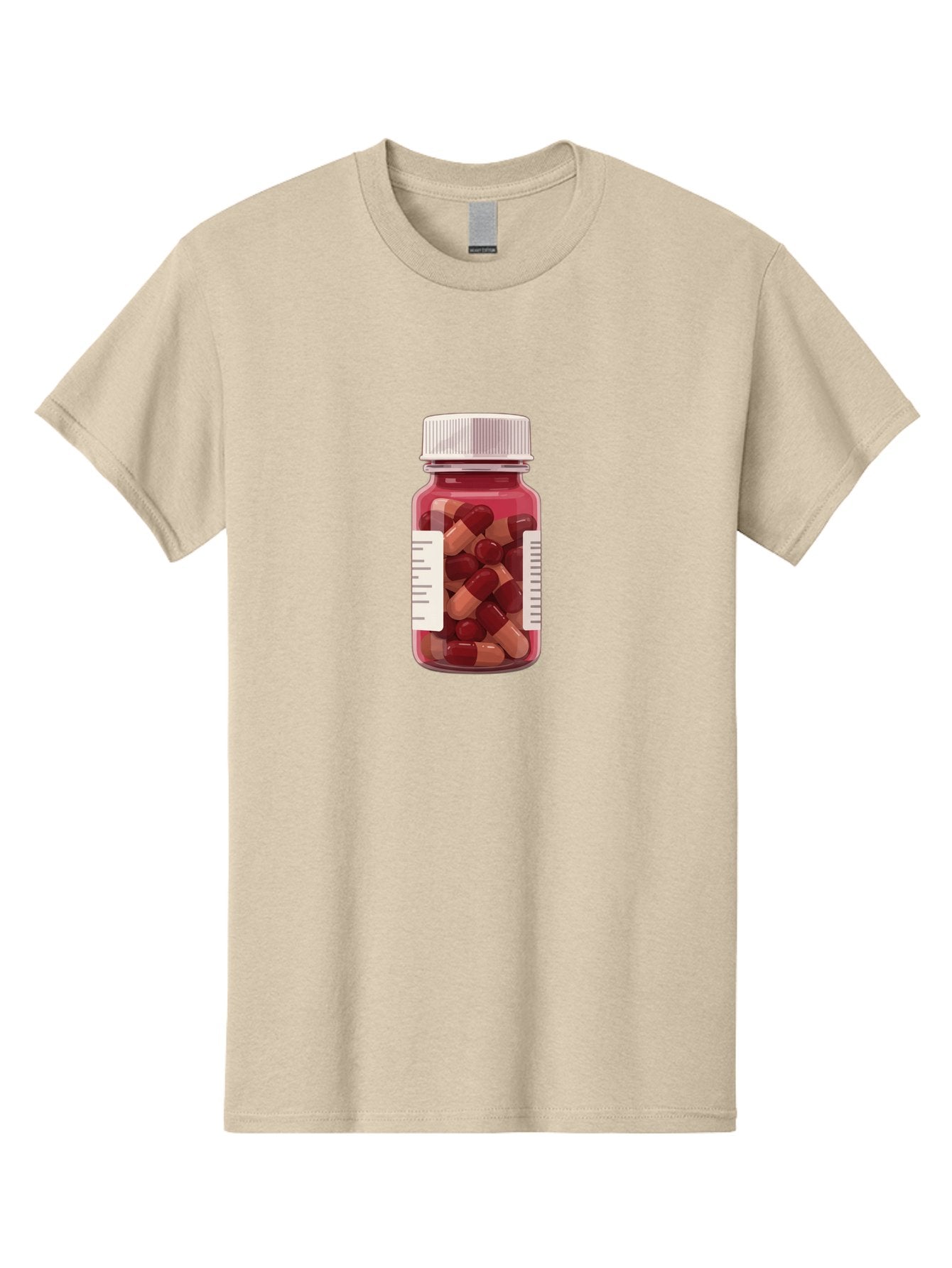 Prescription-Bottle Men'S Graphic Tee, 100% Cotton, Comfortable Casual Summer Wear, Machine Washable, Prescription Medication, Pharmaceuticals, Pill Bottle, Red And Beige Capsules, Medicine Container, Healthcare Supplements, Dietary Pills Bab258 7