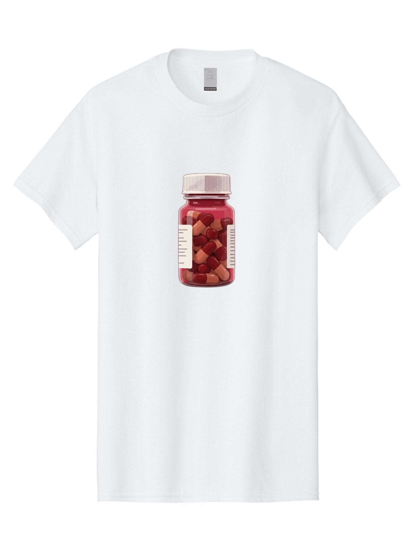 Prescription-Bottle Men'S Graphic Tee, 100% Cotton, Comfortable Casual Summer Wear, Machine Washable, Prescription Medication, Pharmaceuticals, Pill Bottle, Red And Beige Capsules, Medicine Container, Healthcare Supplements, Dietary Pills Bab258 8