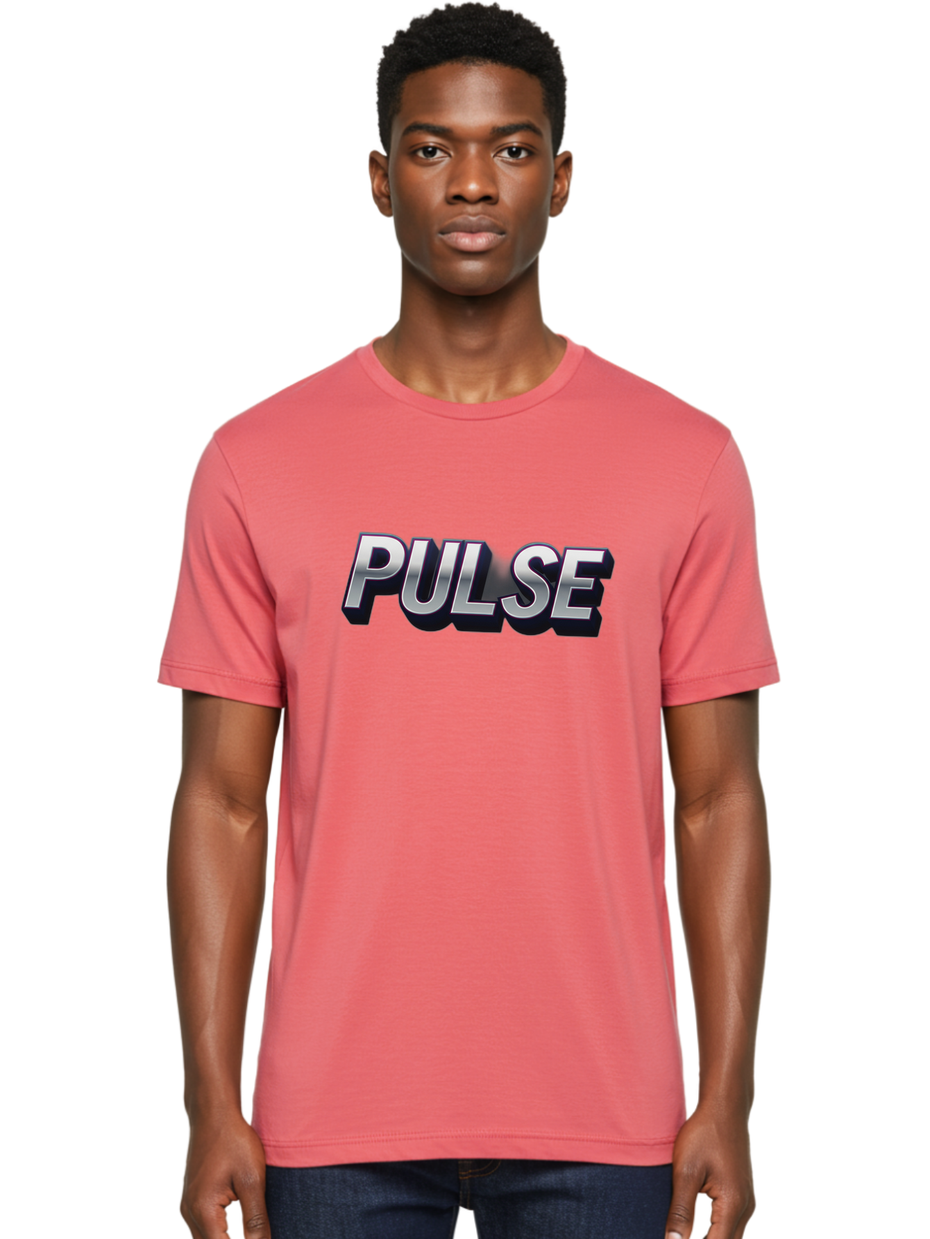 Pulse Men'S Graphic Tee, 100% Cotton, Comfortable Casual Summer Wear, Machine Washable, Pulse, Energy Boost, Vibrant Feel, Modern Typography, Dynamic Design, 3D Text Effect, Bold Font, Energetic Vibe Bab259 6