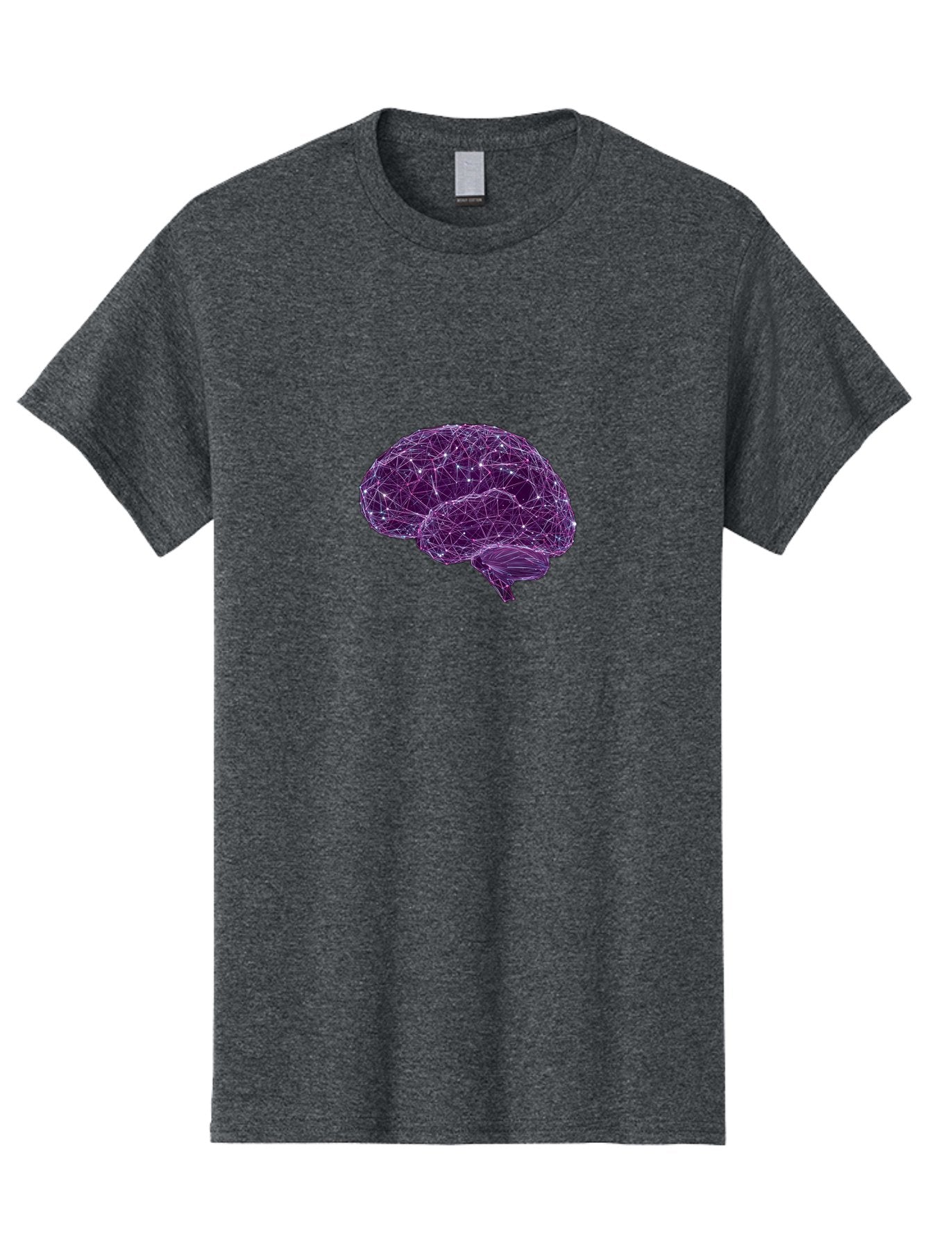 Purple-Brain Men'S Graphic Tee, 100% Cotton, Comfortable Casual Summer Wear, Machine Washable, Digital Brain, Futuristic, Artificial Intelligence, 3D Rendering, Low Poly, Geometric, Neural Connections, Cognitive Function, Technology, Bab261 11