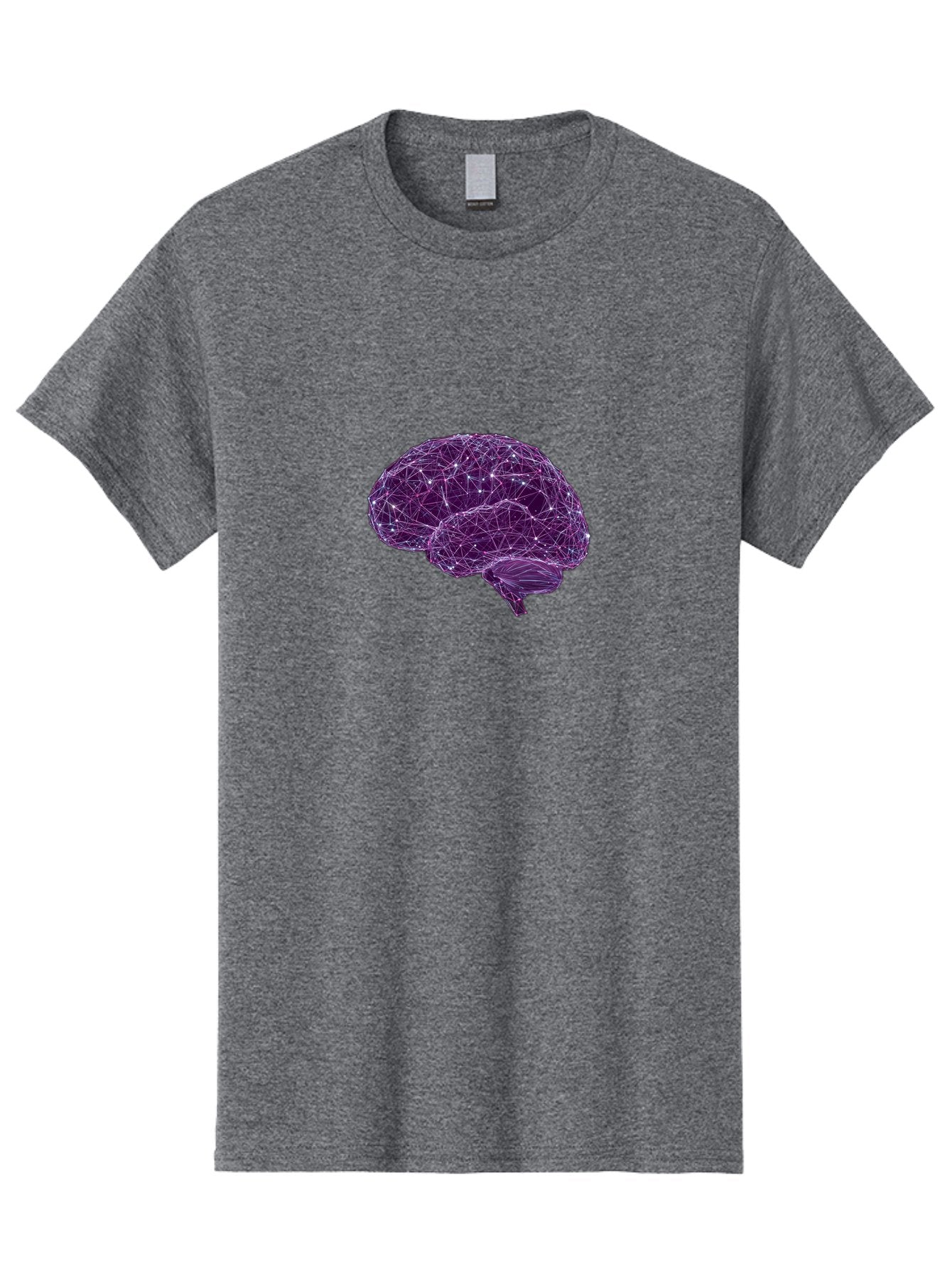 Purple-Brain Men'S Graphic Tee, 100% Cotton, Comfortable Casual Summer Wear, Machine Washable, Digital Brain, Futuristic, Artificial Intelligence, 3D Rendering, Low Poly, Geometric, Neural Connections, Cognitive Function, Technology, Bab261 13