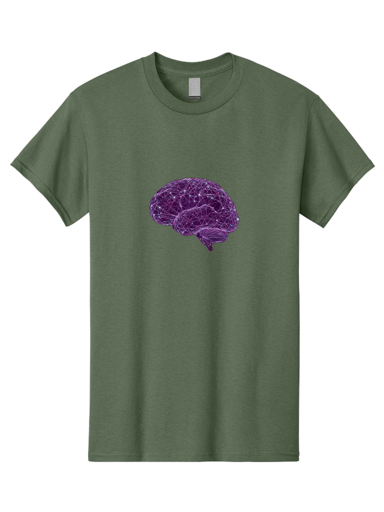 Purple-Brain Men'S Graphic Tee, 100% Cotton, Comfortable Casual Summer Wear, Machine Washable, Digital Brain, Futuristic, Artificial Intelligence, 3D Rendering, Low Poly, Geometric, Neural Connections, Cognitive Function, Technology, Bab261 6