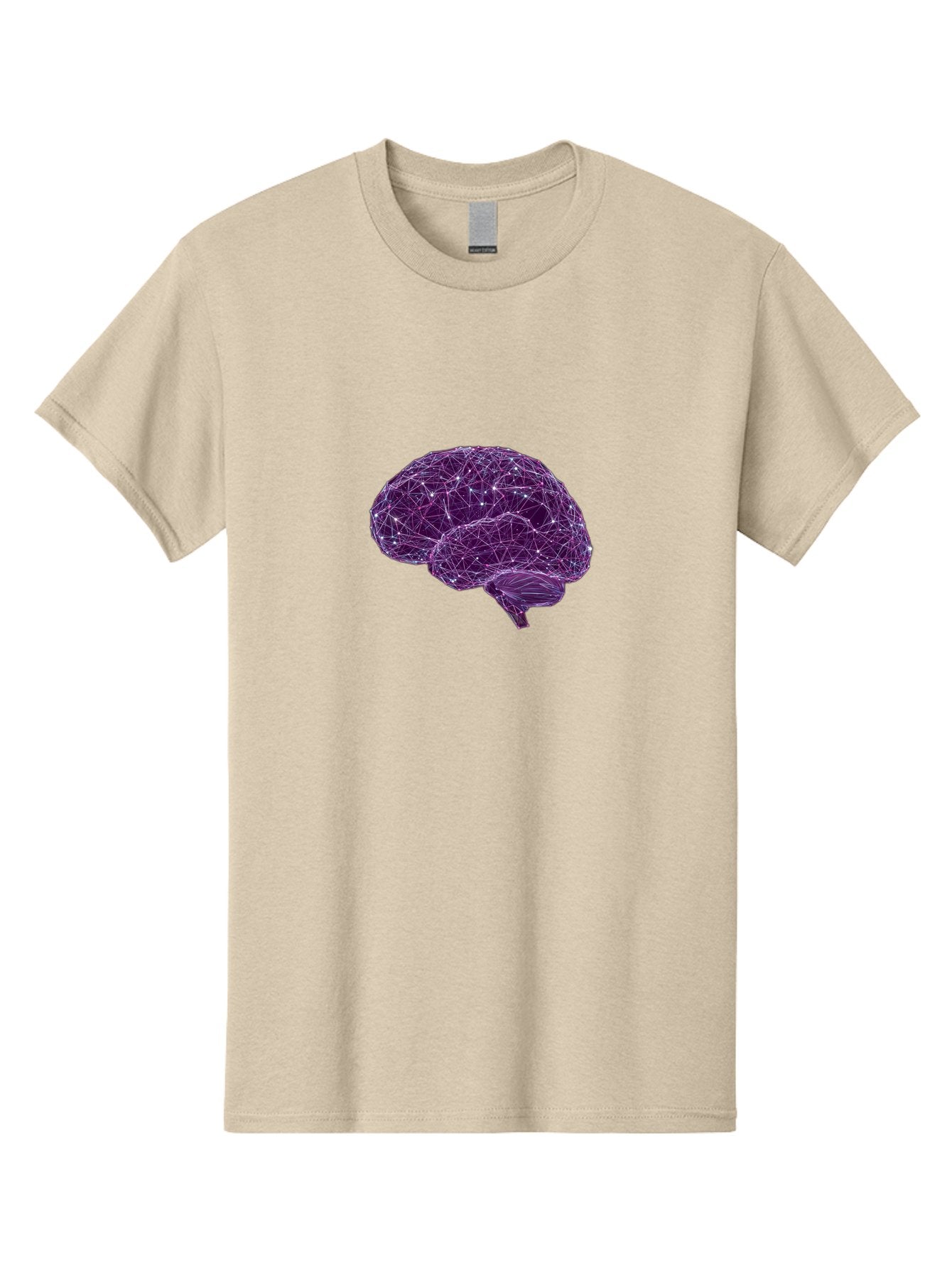 Purple-Brain Men'S Graphic Tee, 100% Cotton, Comfortable Casual Summer Wear, Machine Washable, Digital Brain, Futuristic, Artificial Intelligence, 3D Rendering, Low Poly, Geometric, Neural Connections, Cognitive Function, Technology, Bab261 14