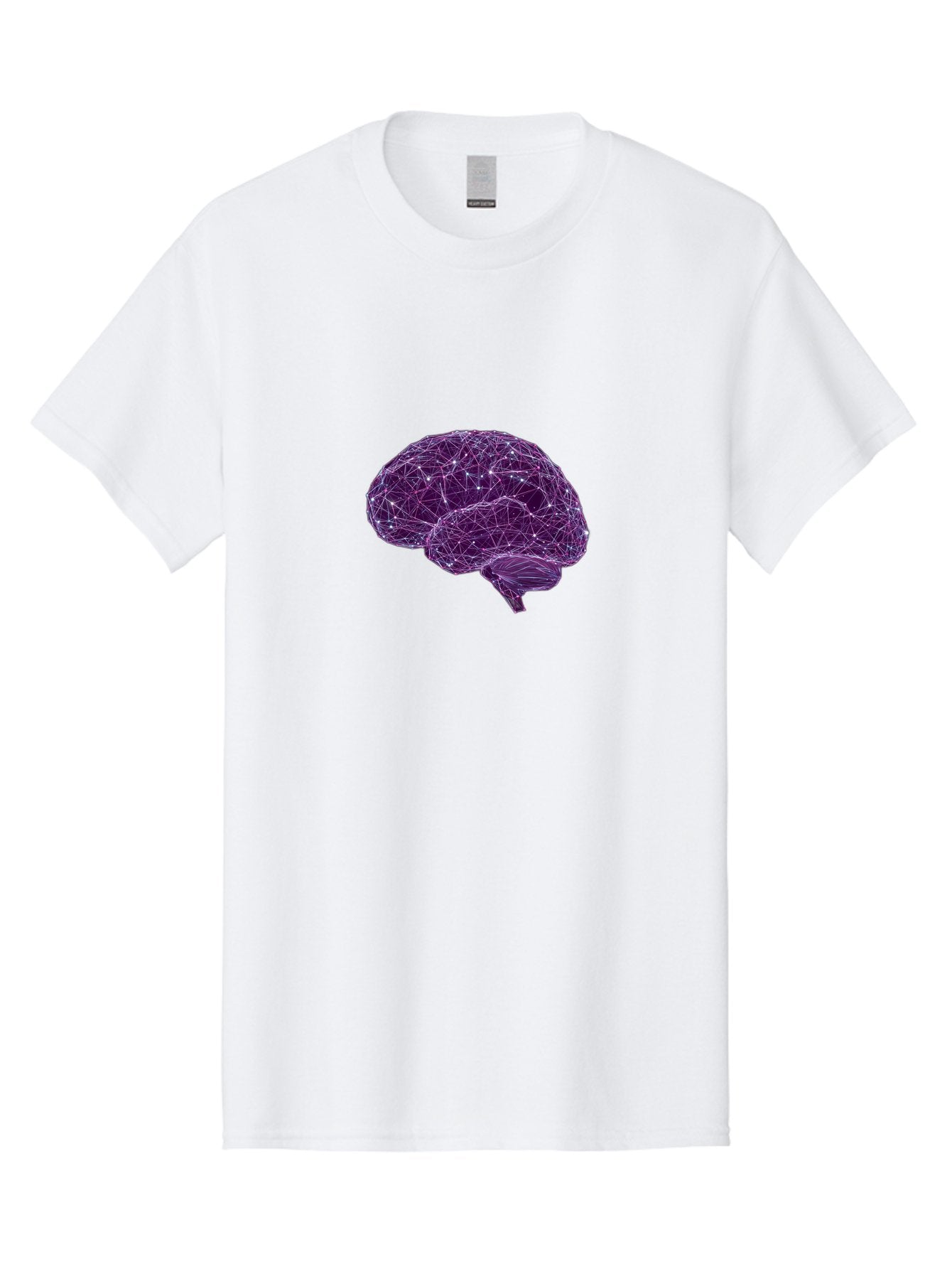 Purple-Brain Men'S Graphic Tee, 100% Cotton, Comfortable Casual Summer Wear, Machine Washable, Digital Brain, Futuristic, Artificial Intelligence, 3D Rendering, Low Poly, Geometric, Neural Connections, Cognitive Function, Technology, Bab261 15