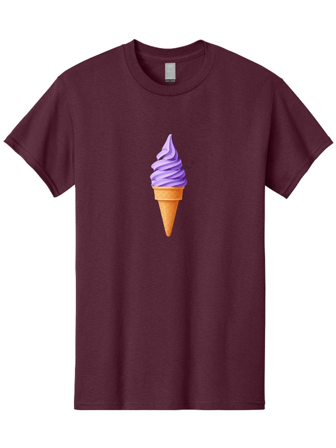 Purple-Ice-Cream Men'S Graphic Tee, 100% Cotton, Comfortable Casual Summer Wear, Machine Washable, Soft-Serve Ice Cream Cone, Purple Ice Cream, Waffle Cone, Sweet Treat, Frozen Dessert, Spiral Design, Summer Snack, Ice Cream Lover, Bab265 5